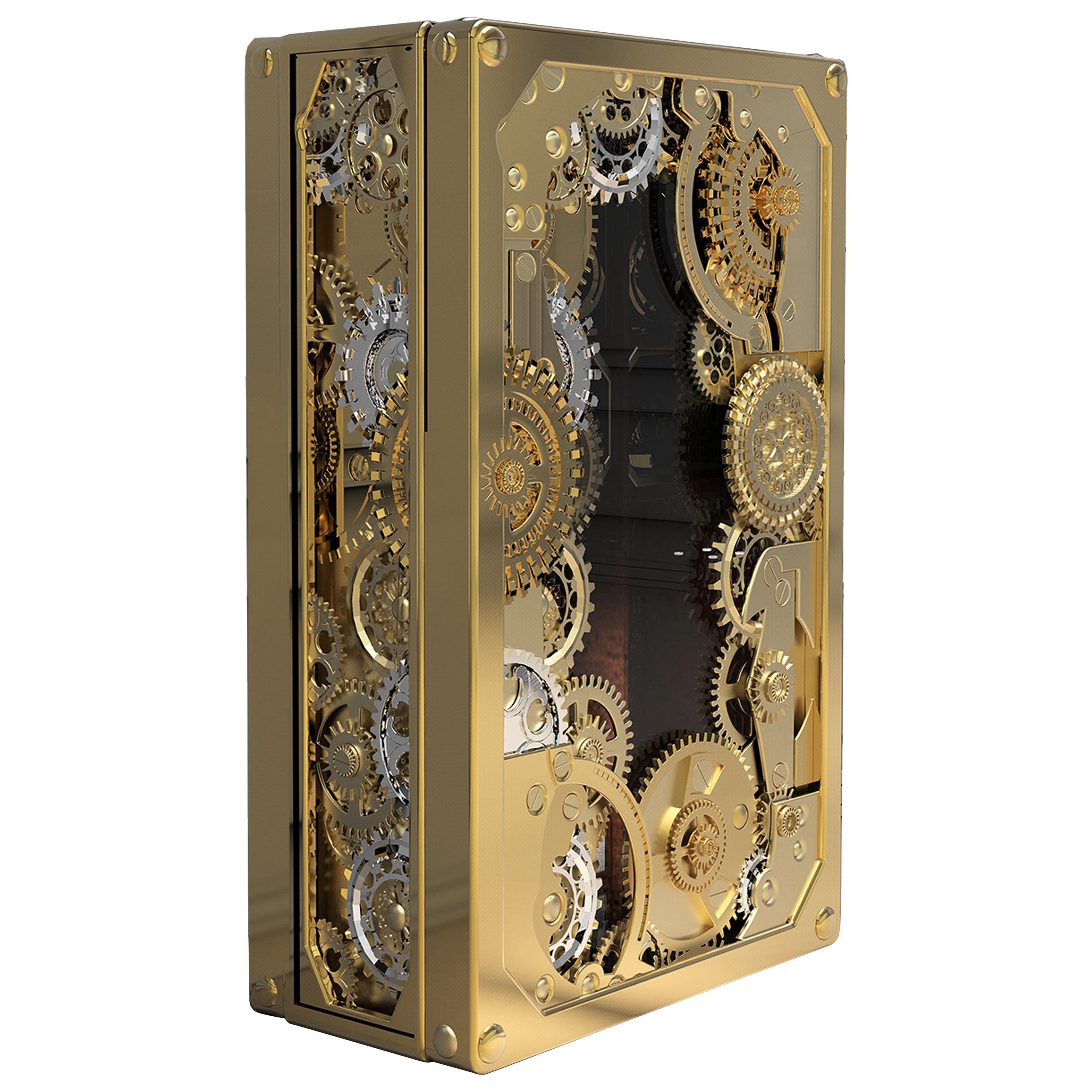 Baron Luxury Safe in Brass with Silver Detail For Sale