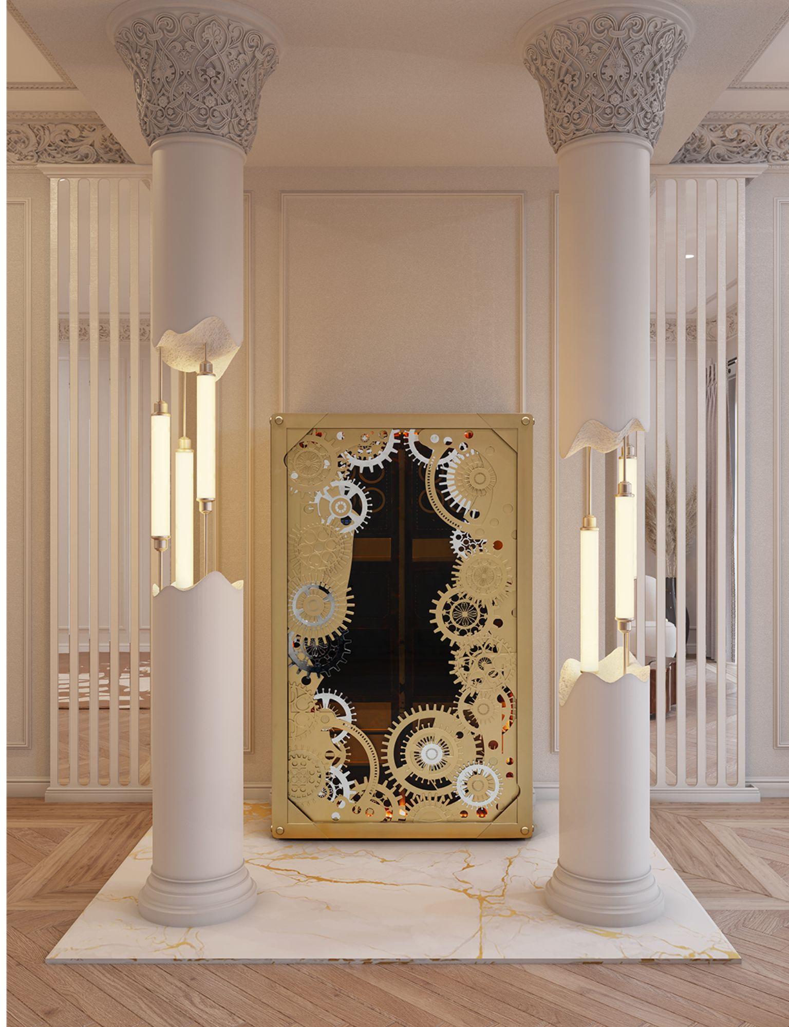 Cassaforte elettrica di lusso Baron Matte Champagne - Ottone lavorato a mano - Boca Do Lobo in vendita 6