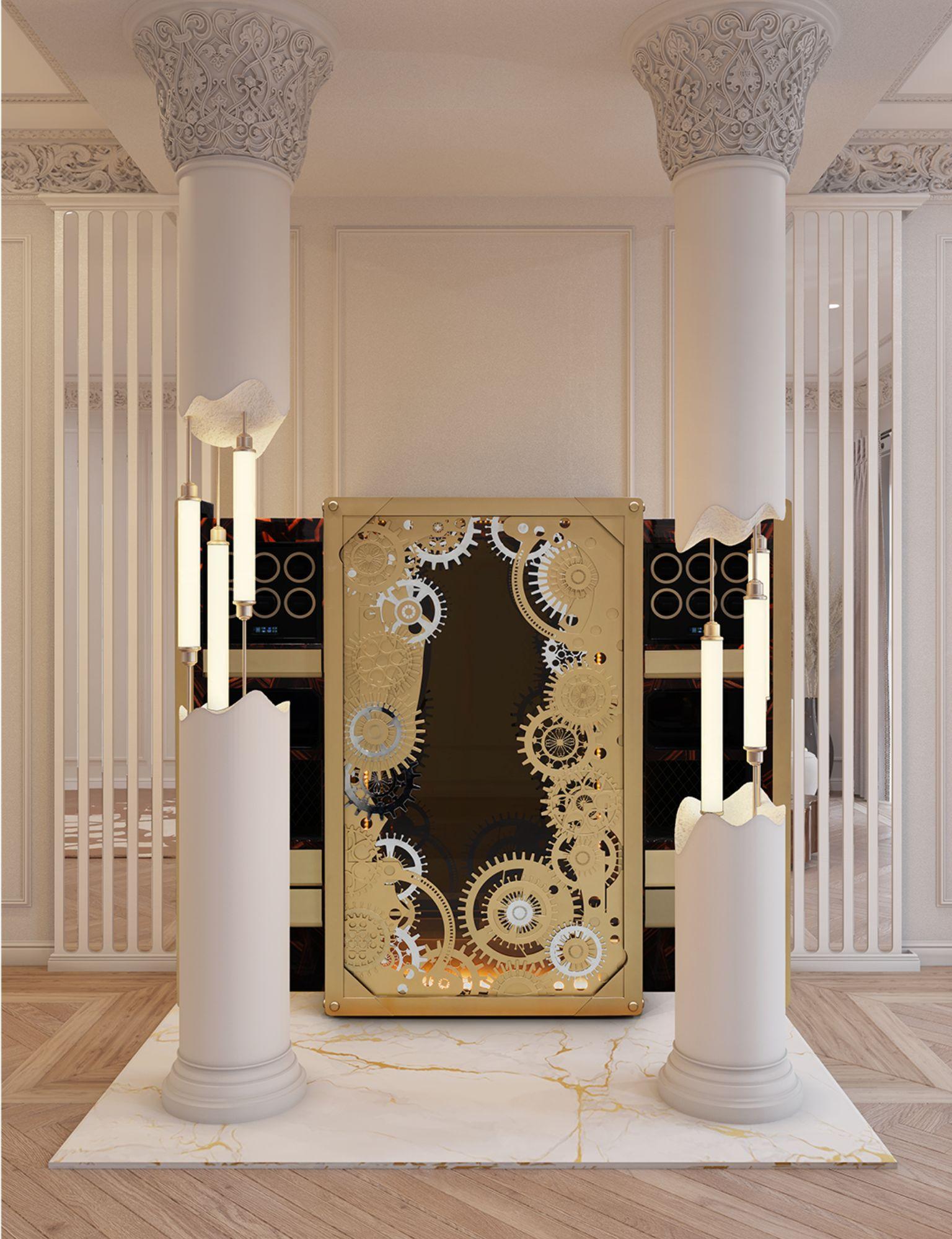 Cassaforte elettrica di lusso Baron Matte Champagne - Ottone lavorato a mano - Boca Do Lobo in vendita 7