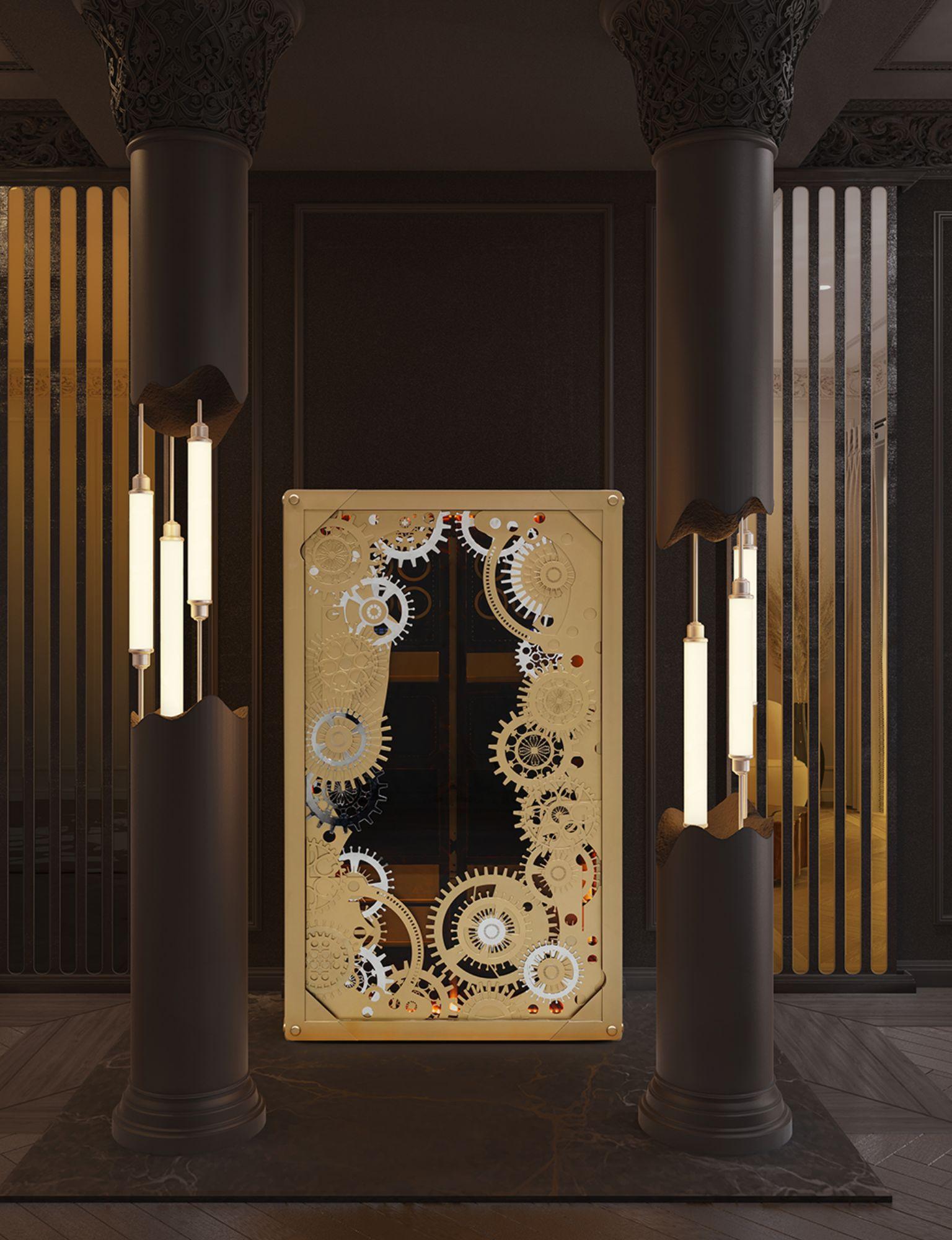 Cassaforte elettrica di lusso Baron Matte Champagne - Ottone lavorato a mano - Boca Do Lobo in vendita 8