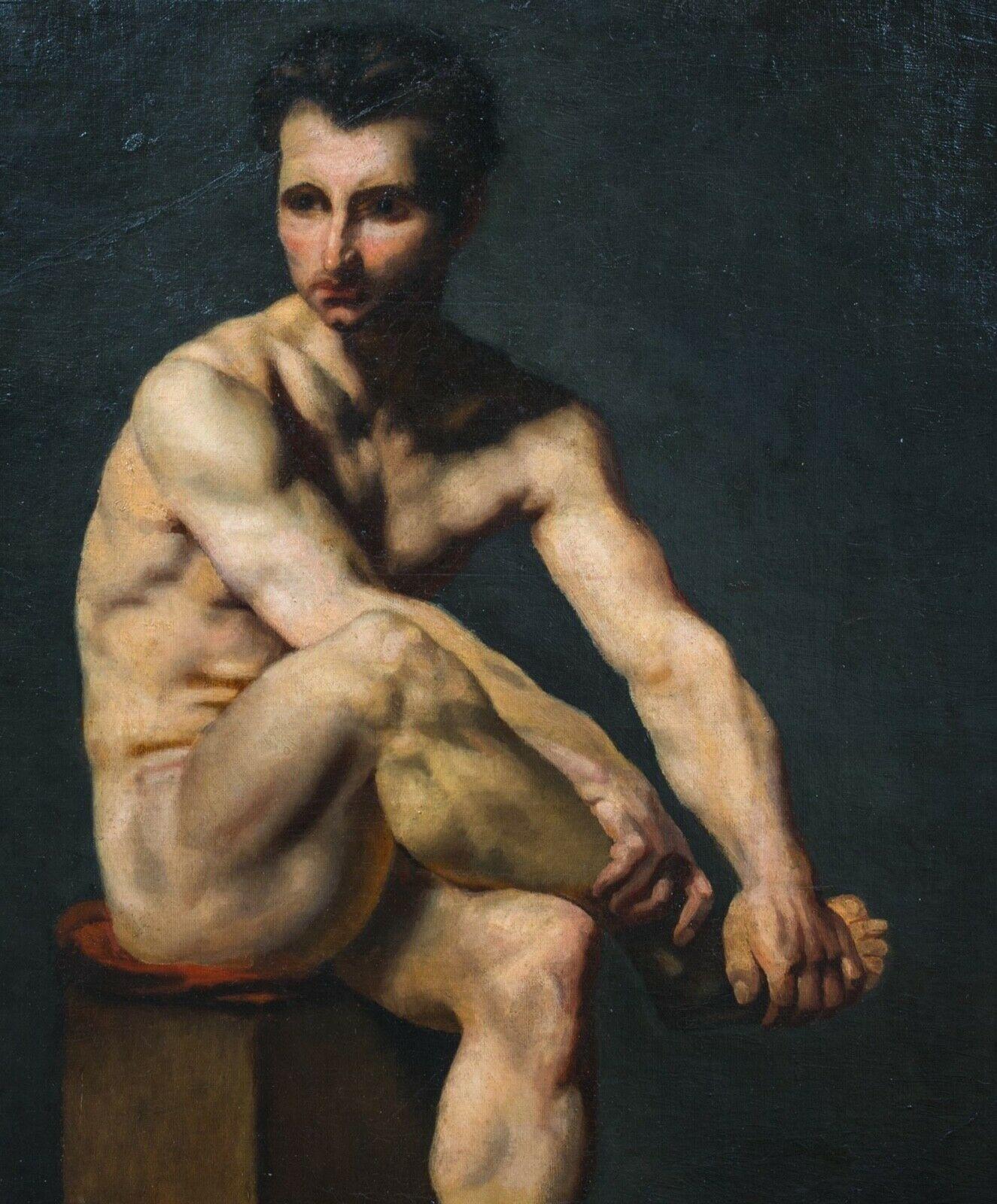 Portrait Of A Nude Male, 18th Century - Black Portrait Painting by Baron Pierre Narcisse Guerin (workshop)