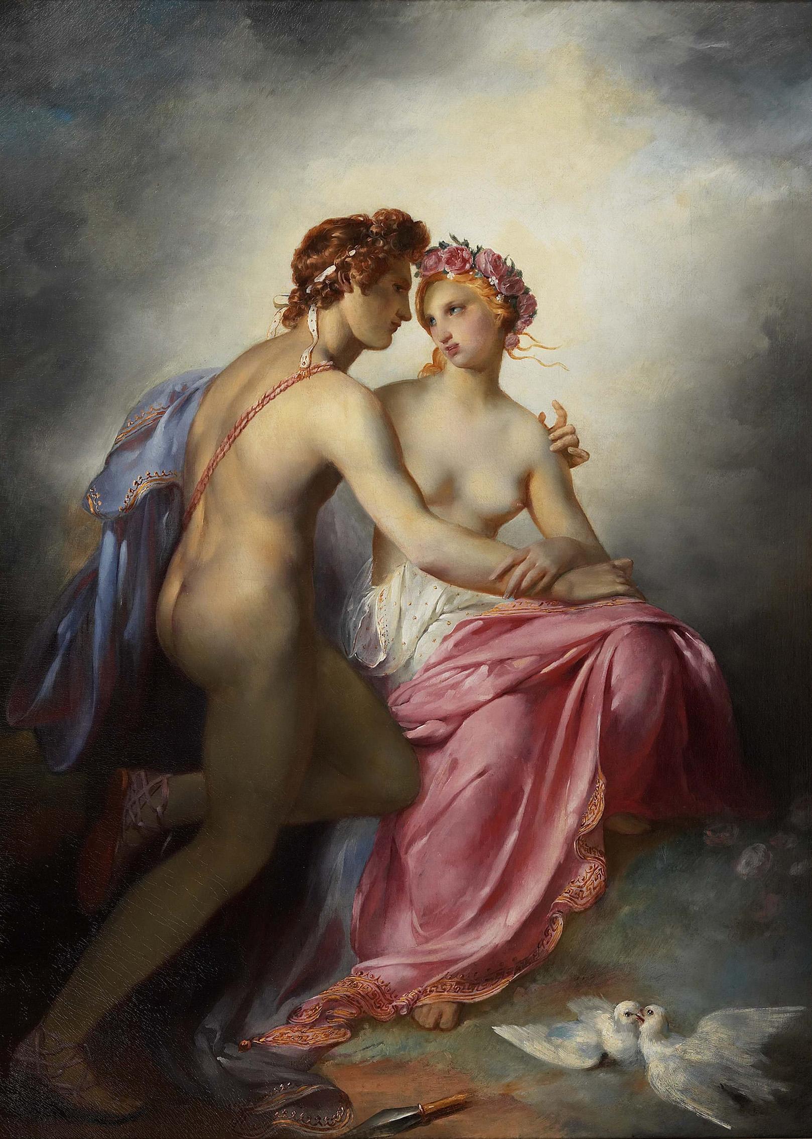 Baron Pierre Narcisse Guerin (workshop) Nude Painting – Venus und Adonis