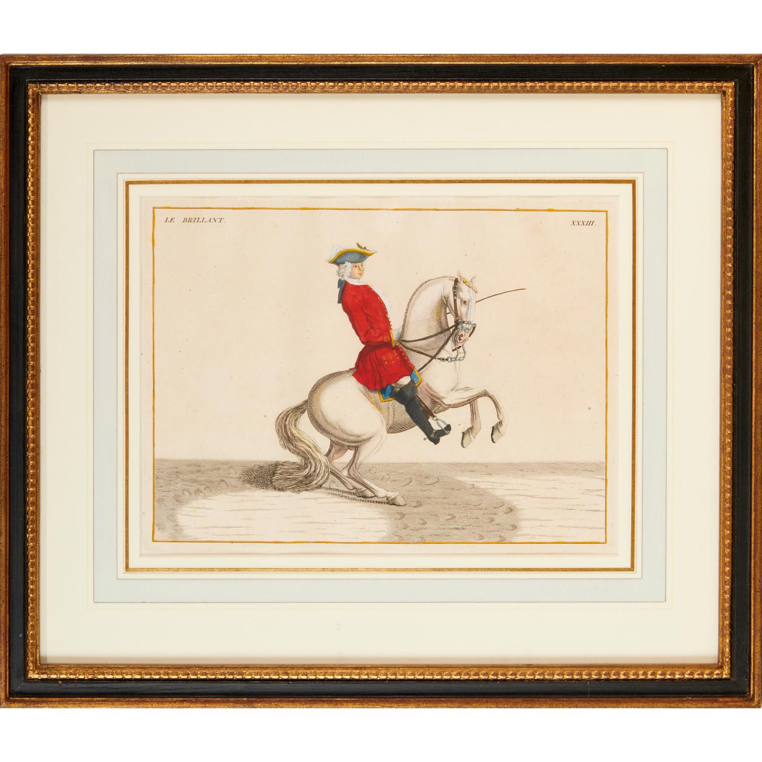 Mid-18th Century Baron Rais d'Eisenberg, Hand-Colored Equestrian Engraving c. 1747, 