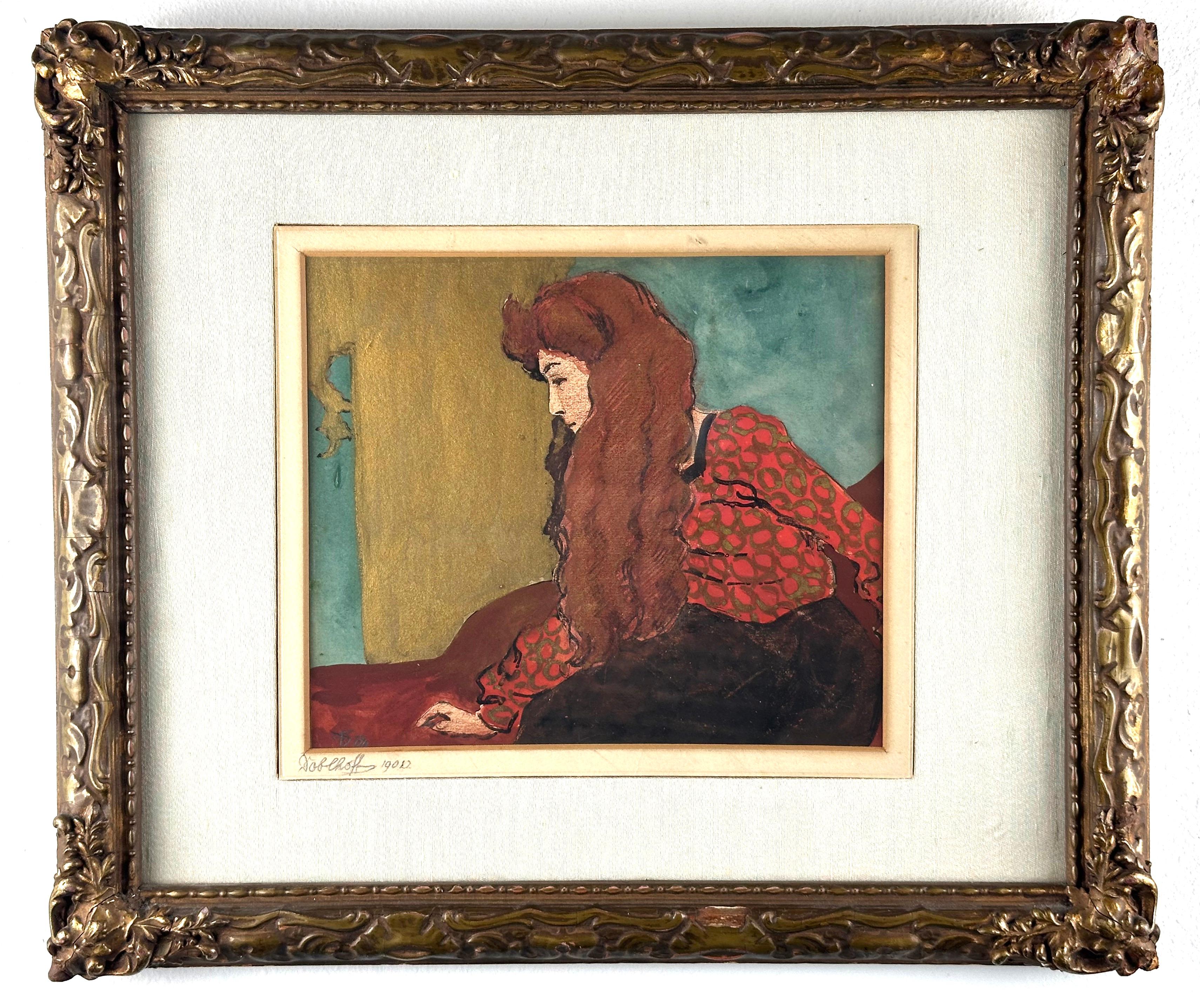 Frau mit rotem Haar  – Painting von Baron Robert Heinrich Freiherr von Doblhoff 