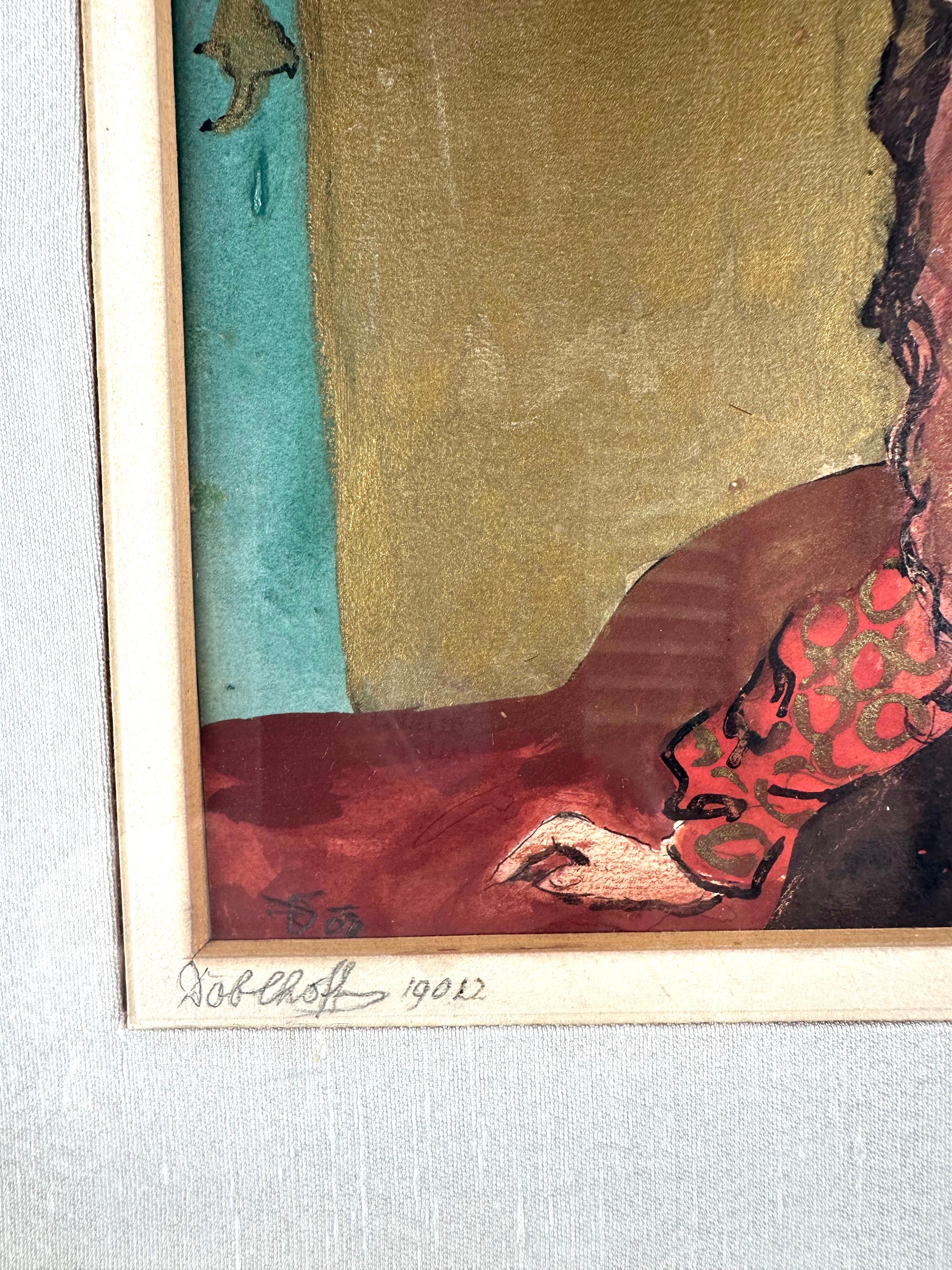 Freiherr Robert Heinrich Freiherr von Doblhoff (1880 Wien - 1960 ebd.) 

Frau mit rotem Haar 

Tinte und Aquarell auf Papier, Bild misst 6,25 x 7,25 Zoll; 12,75 x 13,5 Zoll gerahmt. 

Signiert unten links mit Künstlermonogramm in Bleistift. Auf dem