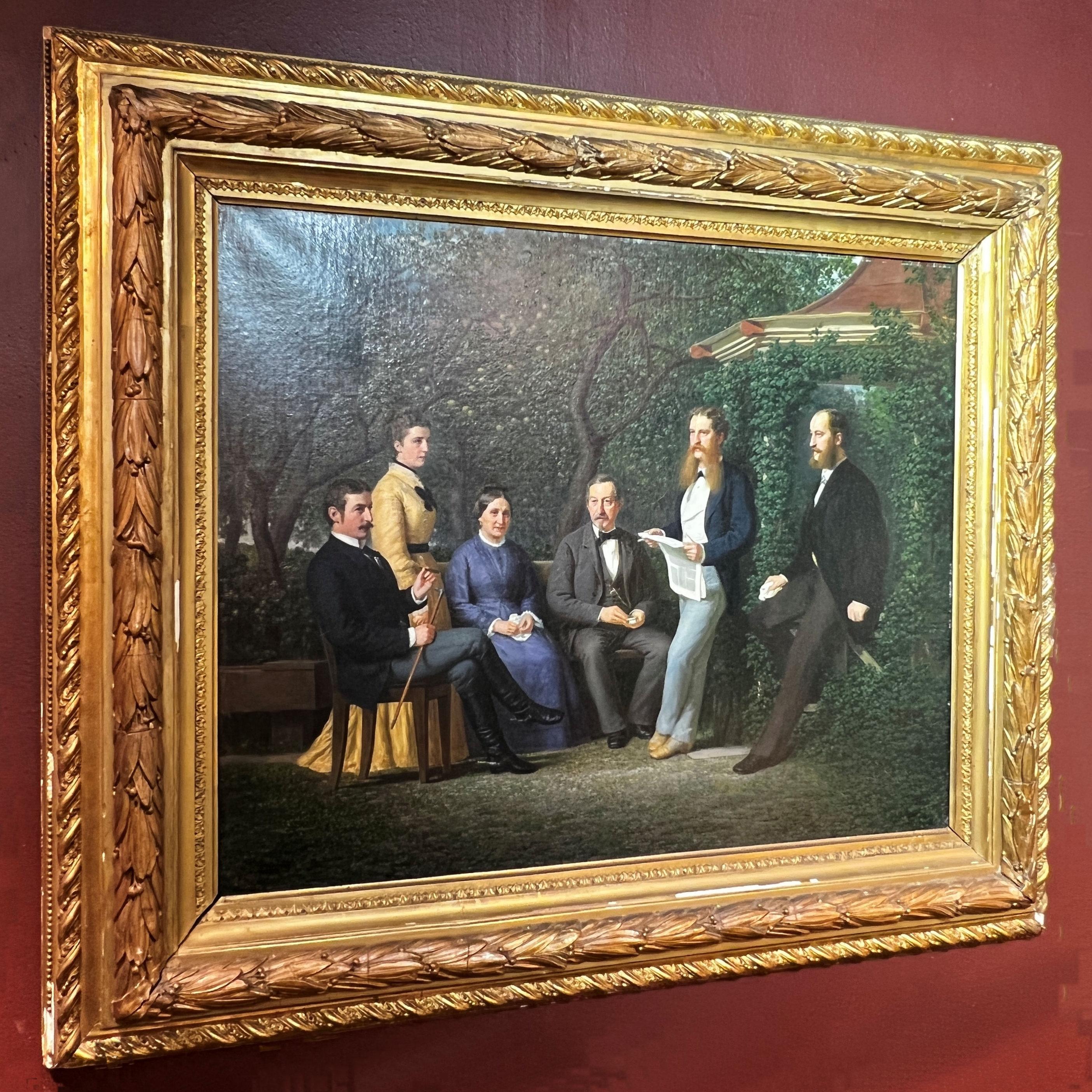 German Baron Rothschild Group Portrait Oil Painting Circa 1890 For Sale