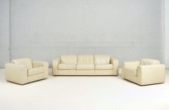 Baron Sofa by Robert Haussmann for Stendig, Cream Leather, 1970