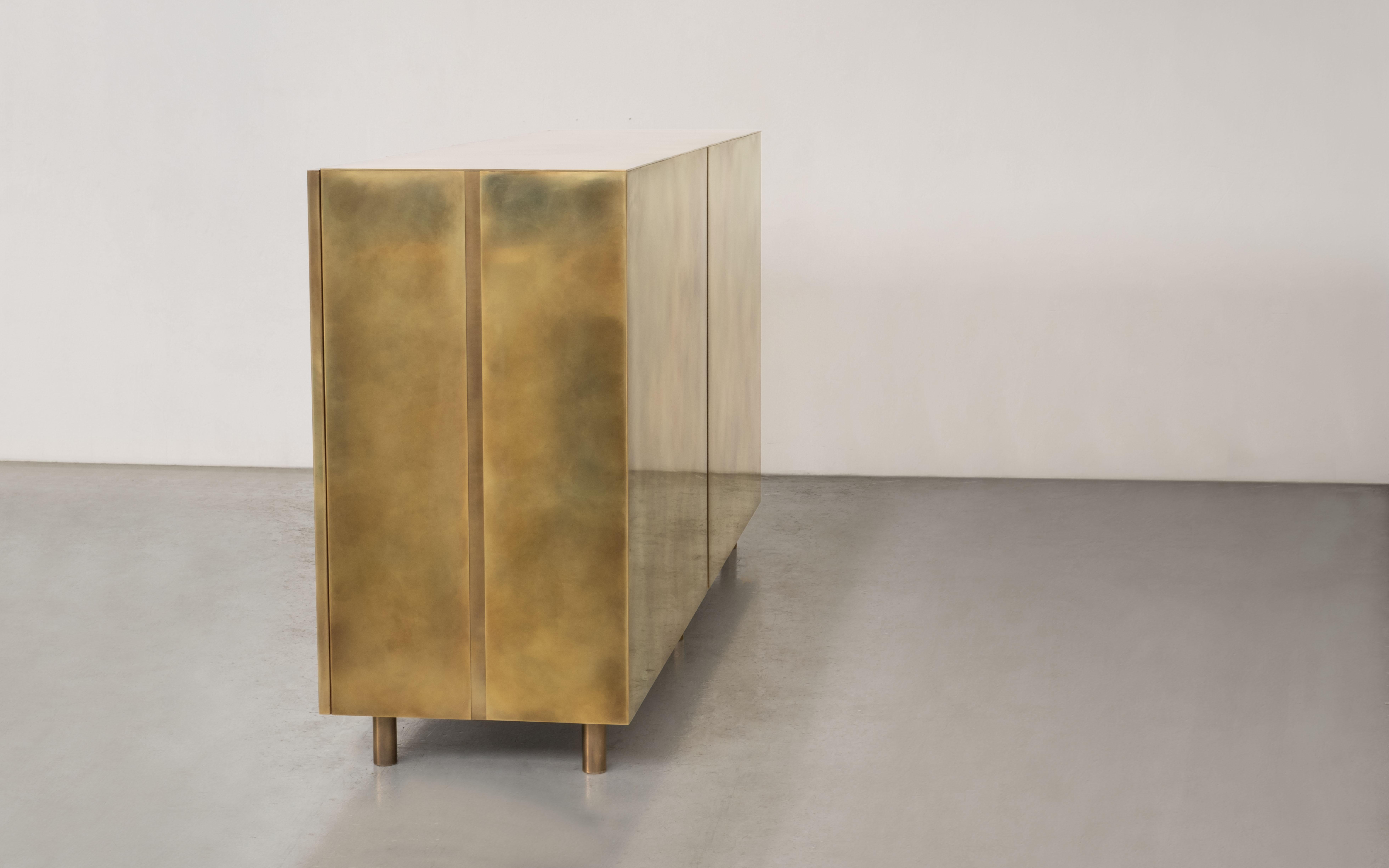 British Baron Storage Cabinet — Patinated Brass — Made in Britain For Sale