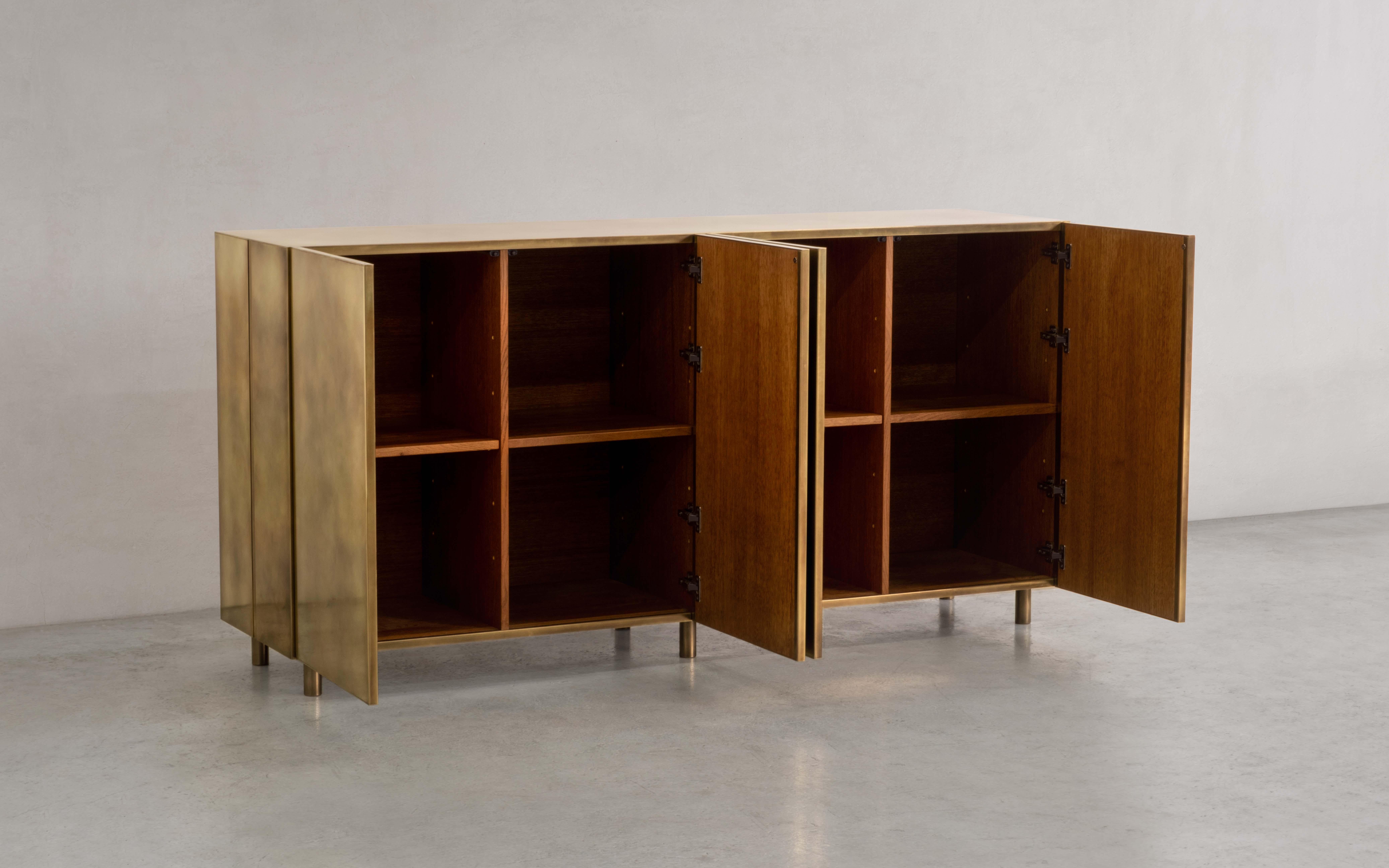 Baron Storage Cabinet — Patinated Brass — Made in Britain In New Condition For Sale In Washington, GB