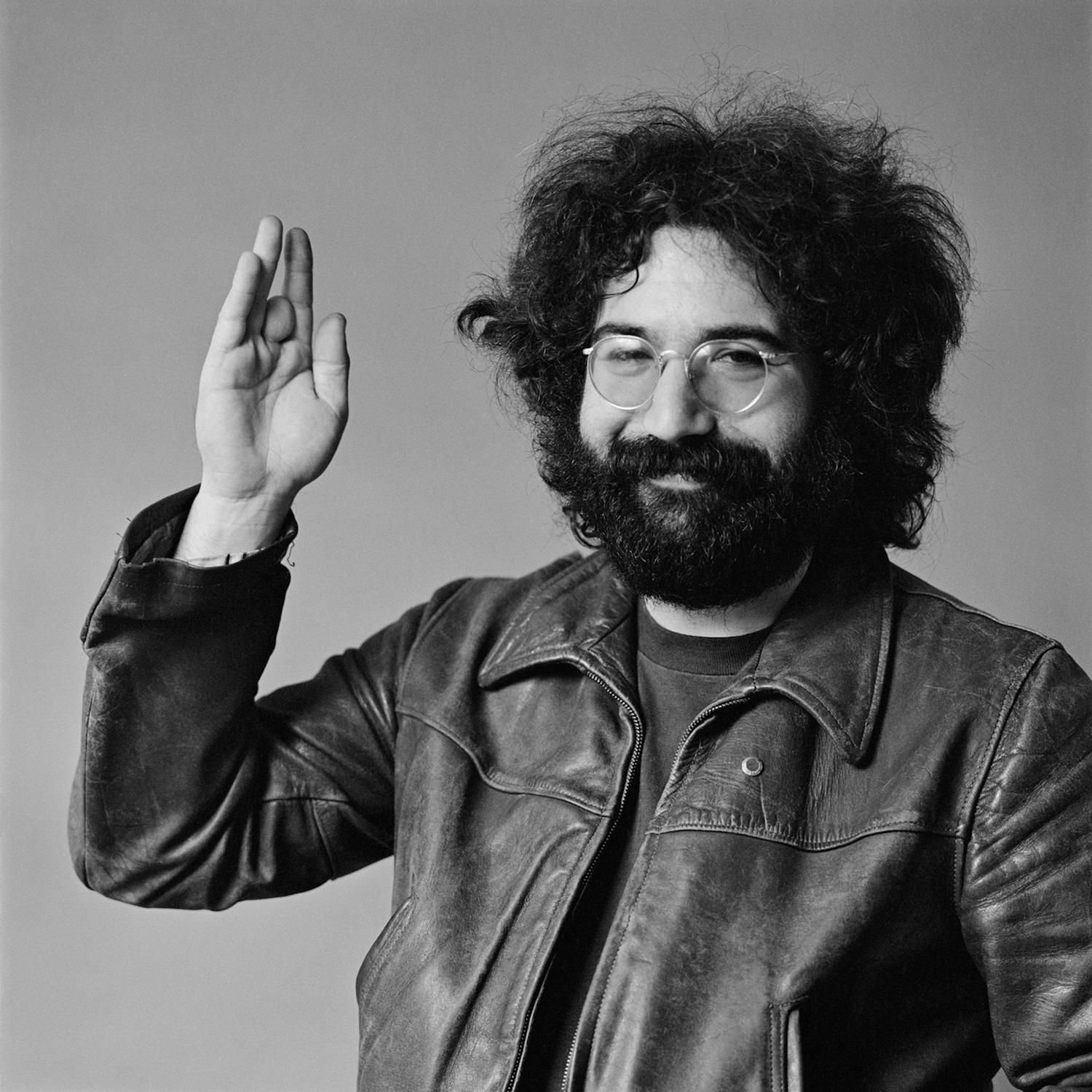 Baron Wolman Portrait Photograph - Jerry Waving, SanFrancisco, 1969