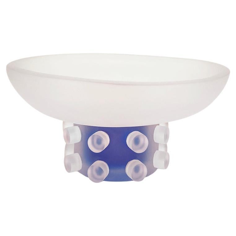 Baron y Vicario Xilitla Clear and Blue Resin Pedestal Bowl, In stock For Sale