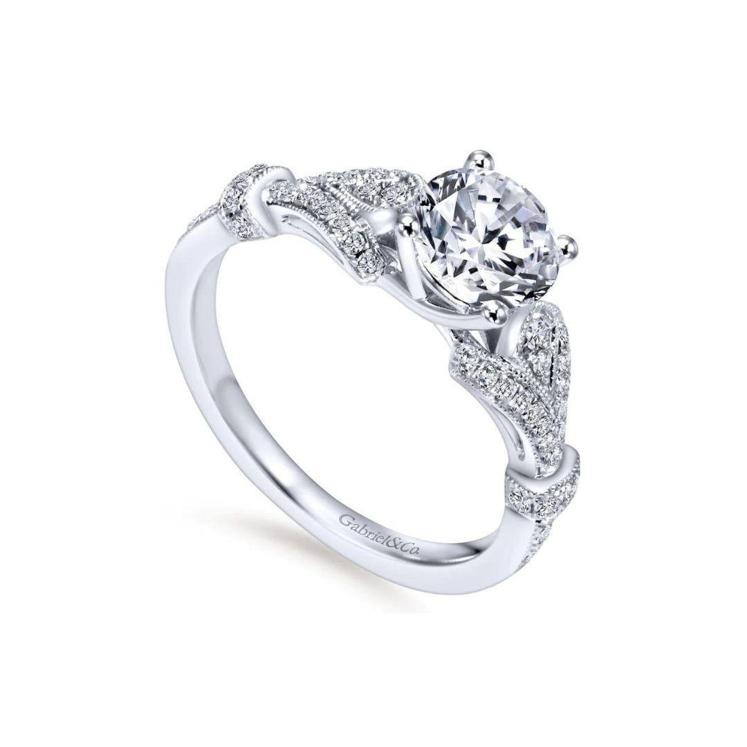 Round Cut Baroness Diamond Engagement Mounting in White Gold For Sale