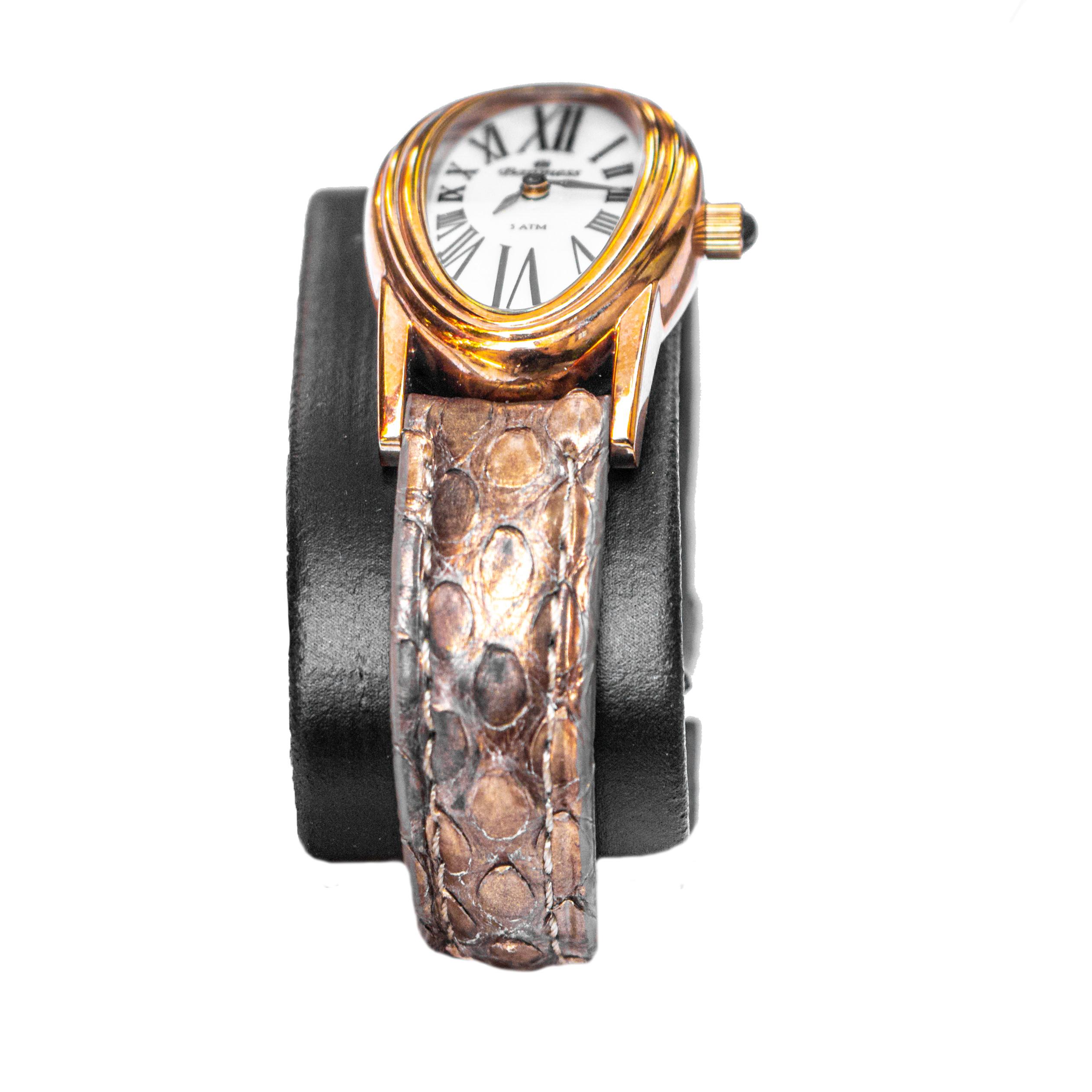 Women's or Men's Baroness Mother-of-Pearl Dial with Sapphire Crystal Cover and Python Strap Watch