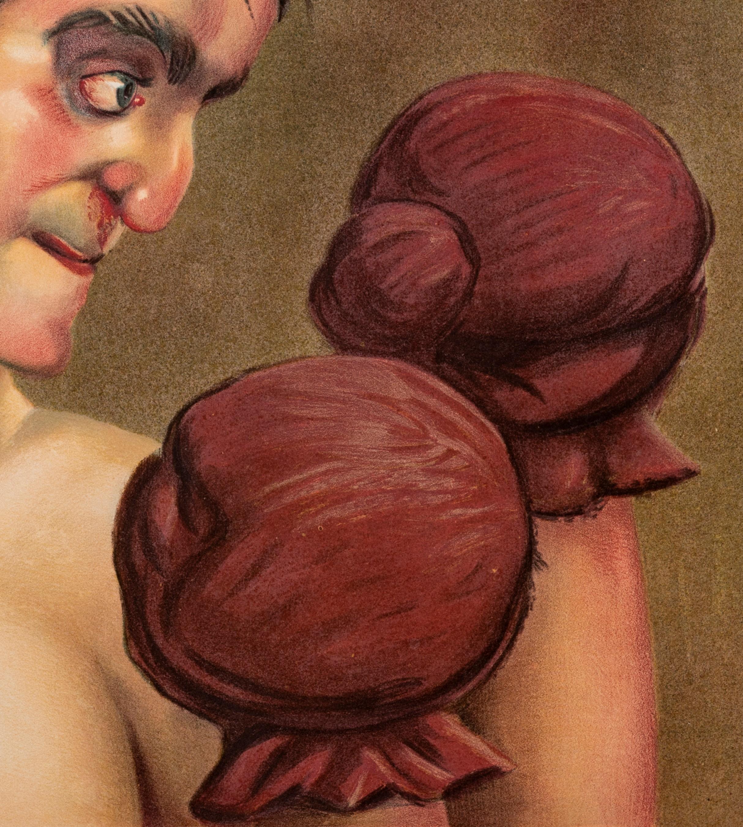 Baroni, Póster Vintage Original de Boxeo, Caricatura de Boxeador, Deportes, Pugilista, 1910 en Bueno estado para la venta en SAINT-OUEN-SUR-SEINE, FR