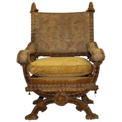 Antique Baronial Hall X-Framed Chair