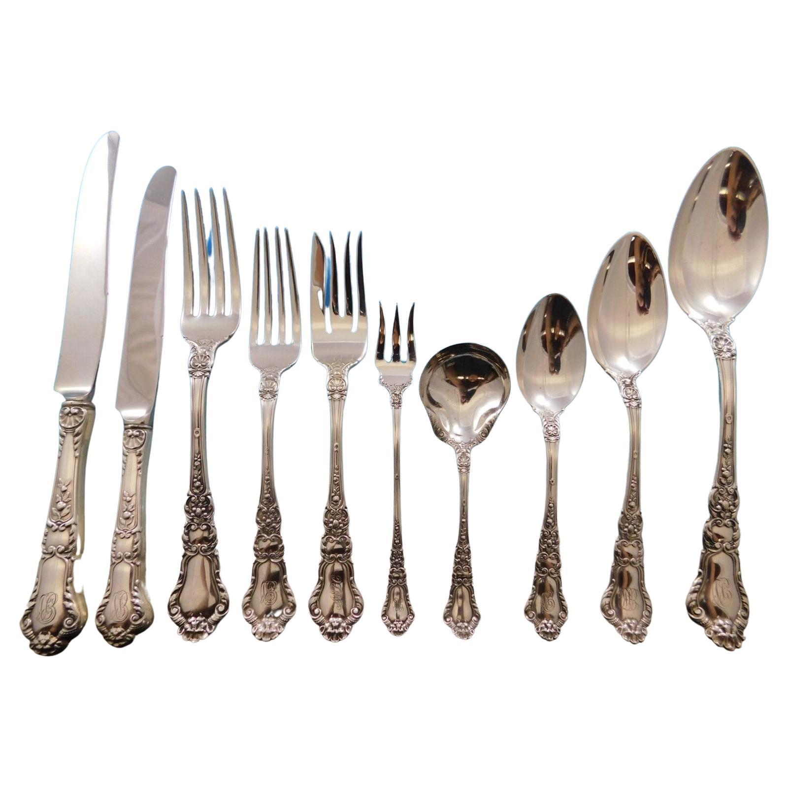 Baronial Old by Gorham Sterling Silver Flatware Set Service 120 pc Lion Dinner For Sale