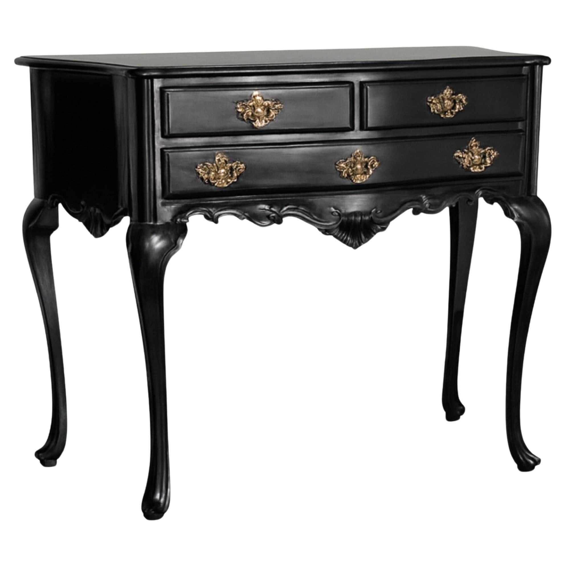 Baroque Black Lacquer Commode, 19th Century