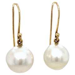 Baroque South Sea Pearls on Yellow Gold Shepherds Hook Drop Earrings