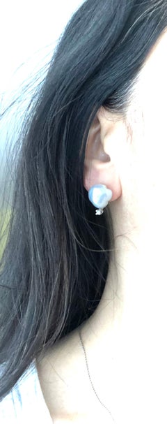 Baroque South Sea Pearl Diamond Stud Earrings