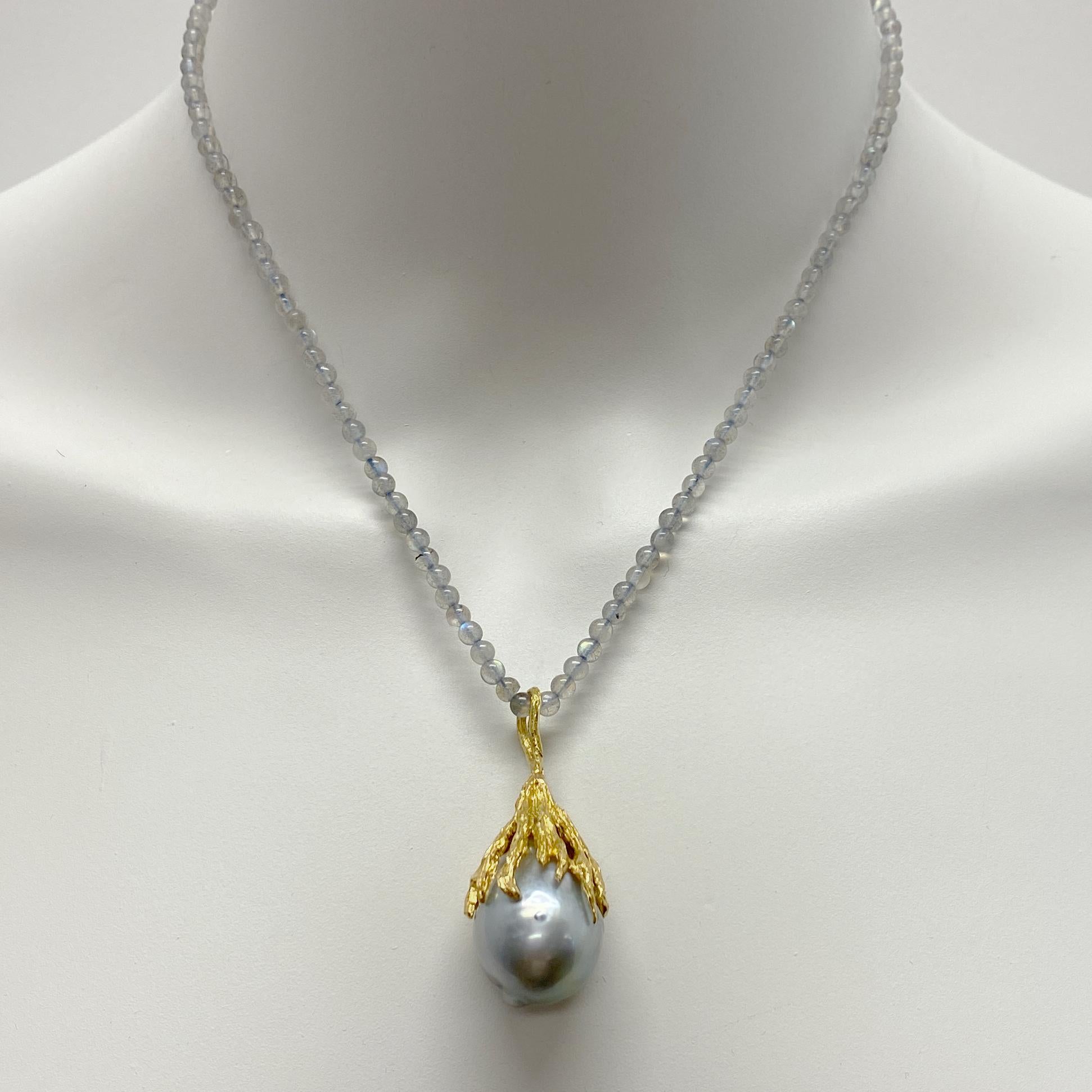 Contemporary Baroque Silver Tahitian Pearl 