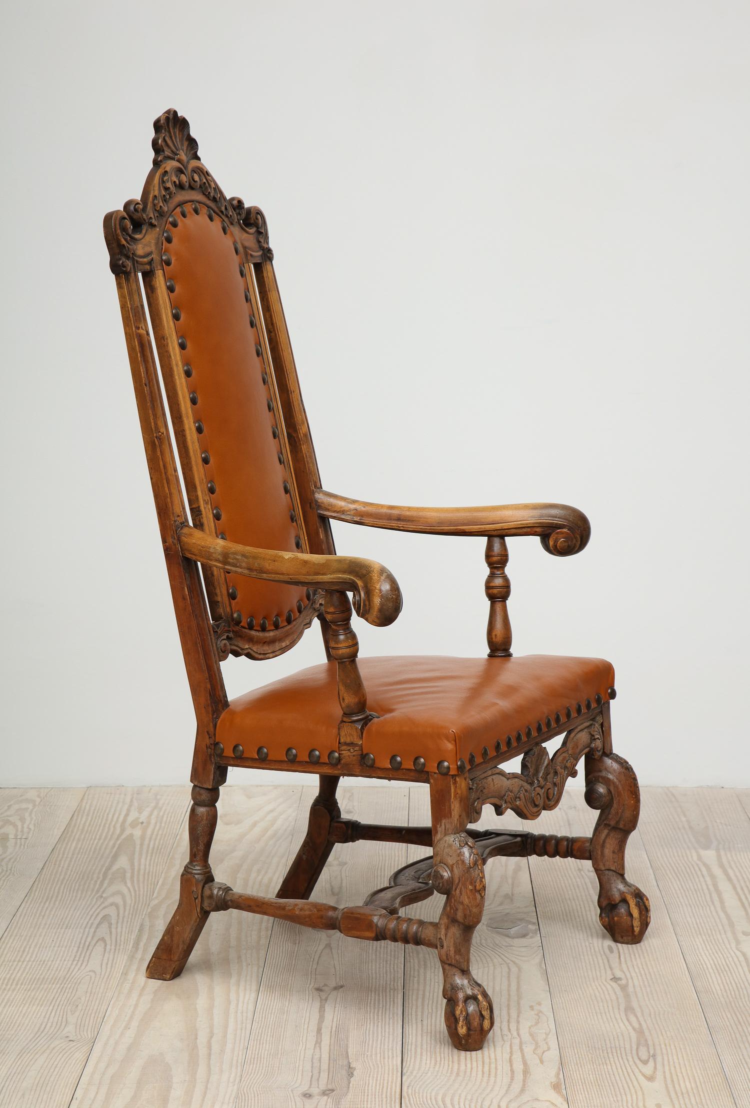 Barocker Sessel aus dem 18. Jahrhundert mit Original-Messingstempel, Schweden, um 1740 (Schwedisch) im Angebot