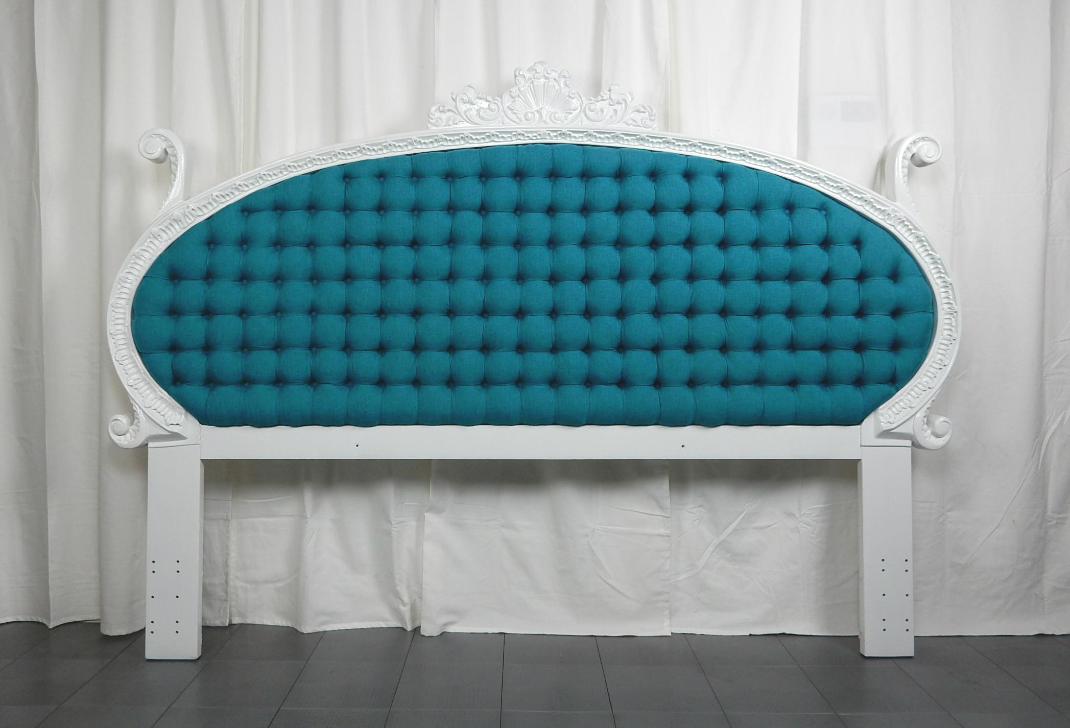 Mid-20th Century Palm Beach Hollywood Regency King Tufted Headboard