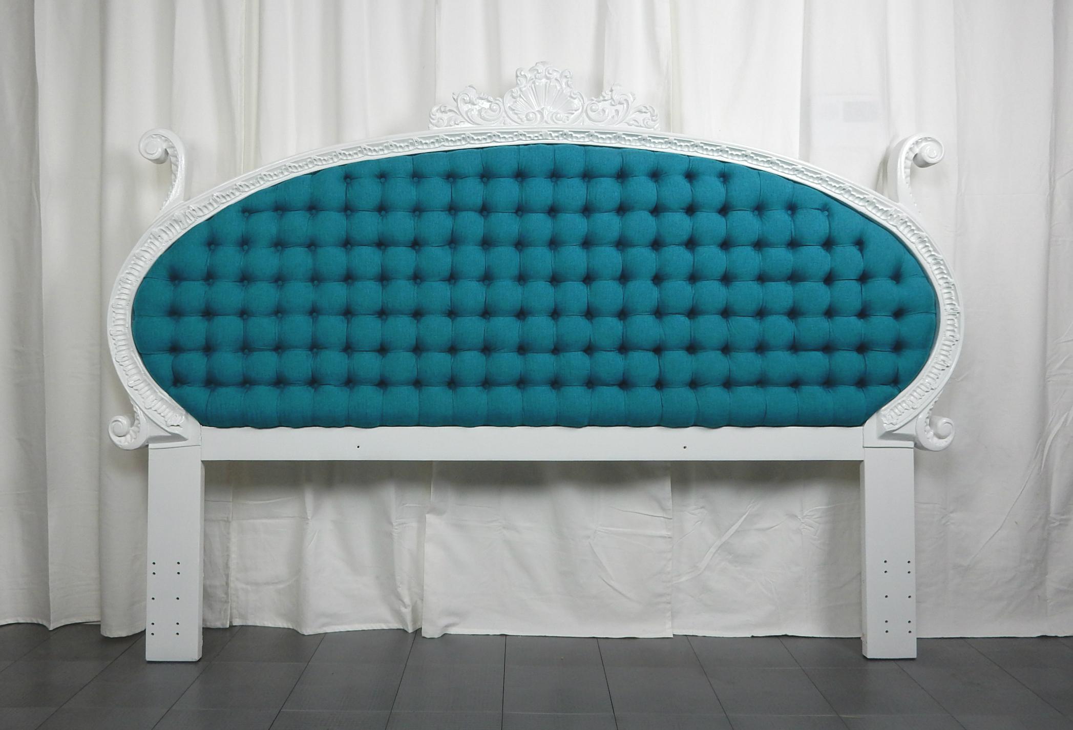 Wood Palm Beach Hollywood Regency King Tufted Headboard