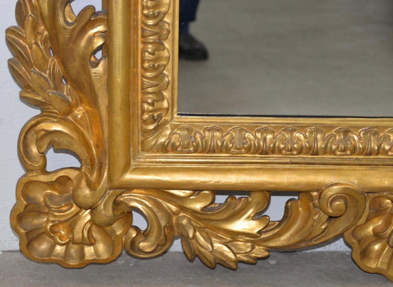 Baroque 19th Century Monumental Hand Carved & Gilded Mirror In Good Condition In San Francisco, CA