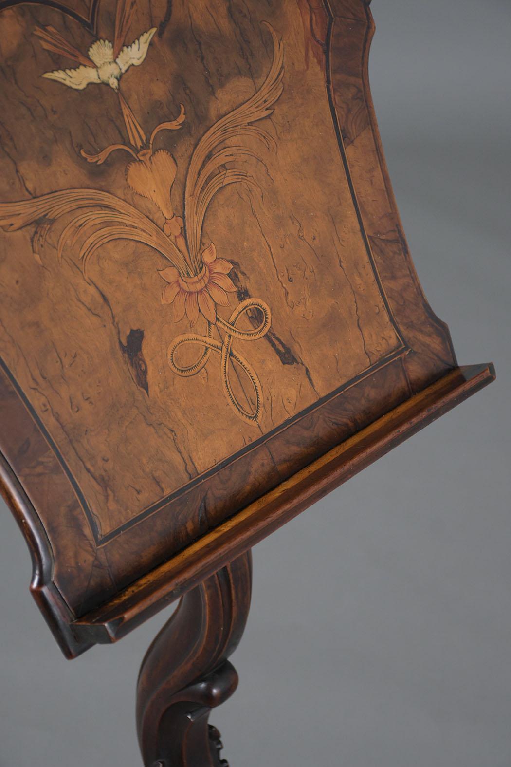 Walnut 19th Century Carved Music Stand