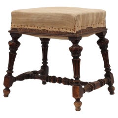 Baroque 19th century oak stool in Louis XV style, France