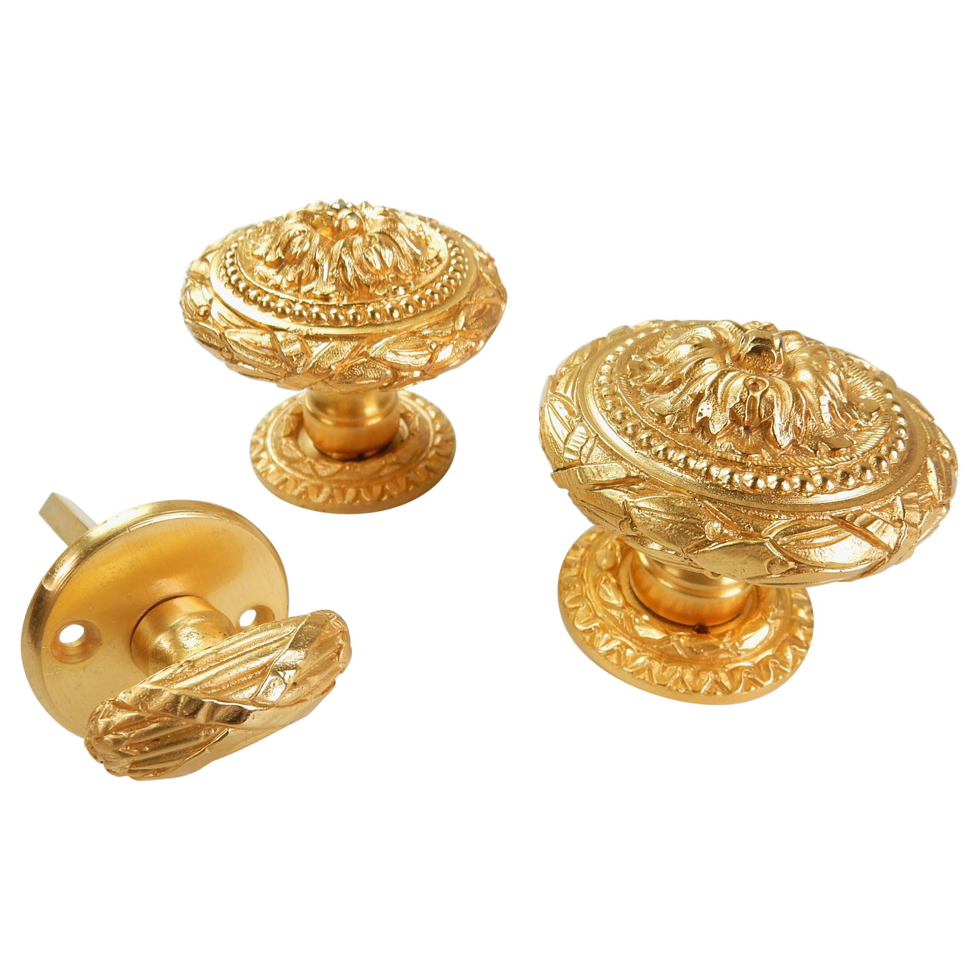 Baroque 22-Karat Plated Door Knob Set from Sherle Wagner, circa 1960s