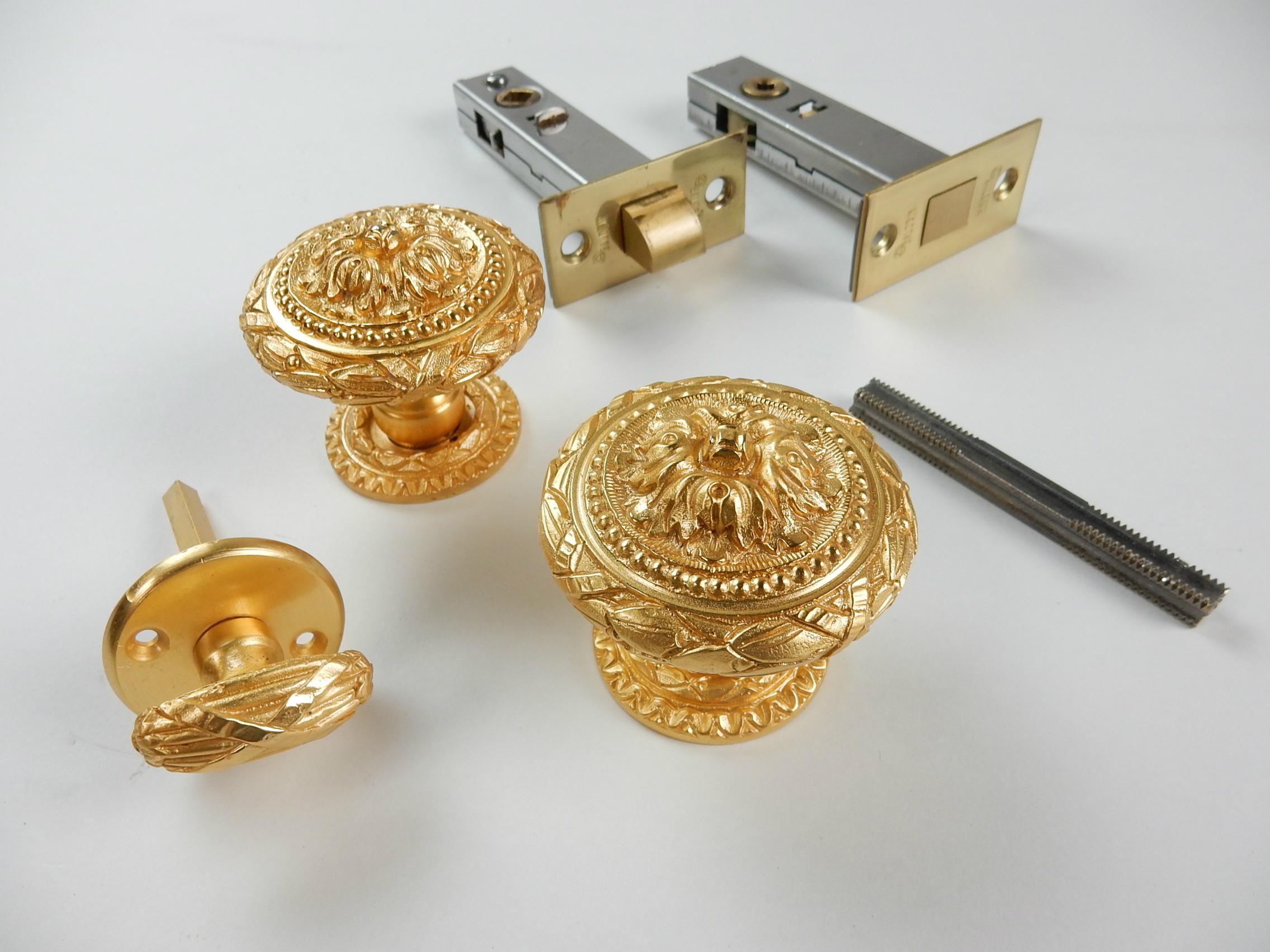 20th Century Baroque 22-Karat Plated Door Knob Set from Sherle Wagner, circa 1960s