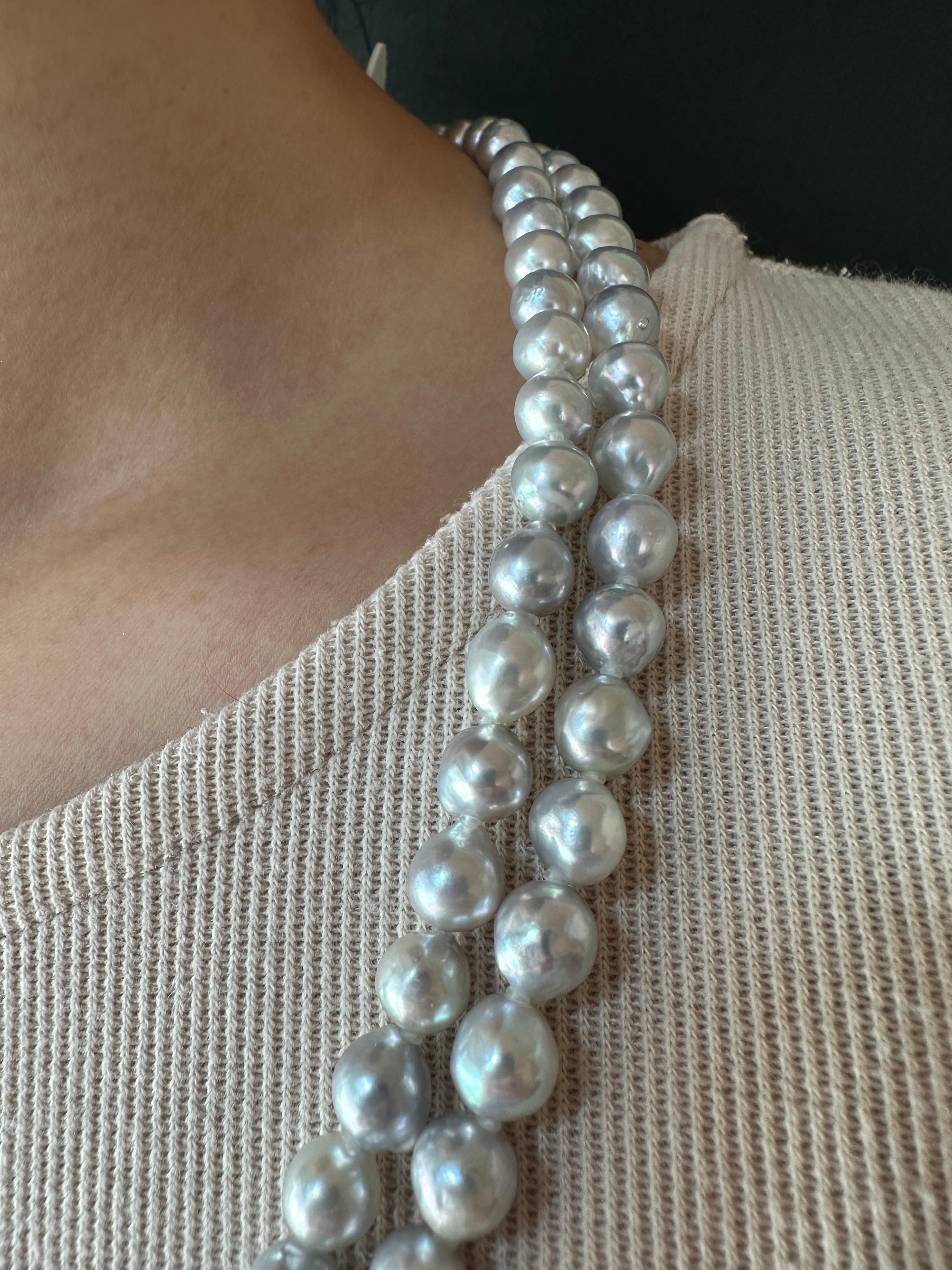 IRIS PARURE Baroque Akoya Pearl 8.0mm Necklace, Non Bleached & Non colored Pearl For Sale 3