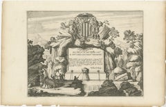 Baroque Allegorical Engraving with Noble Coat of Arms, circa 1690