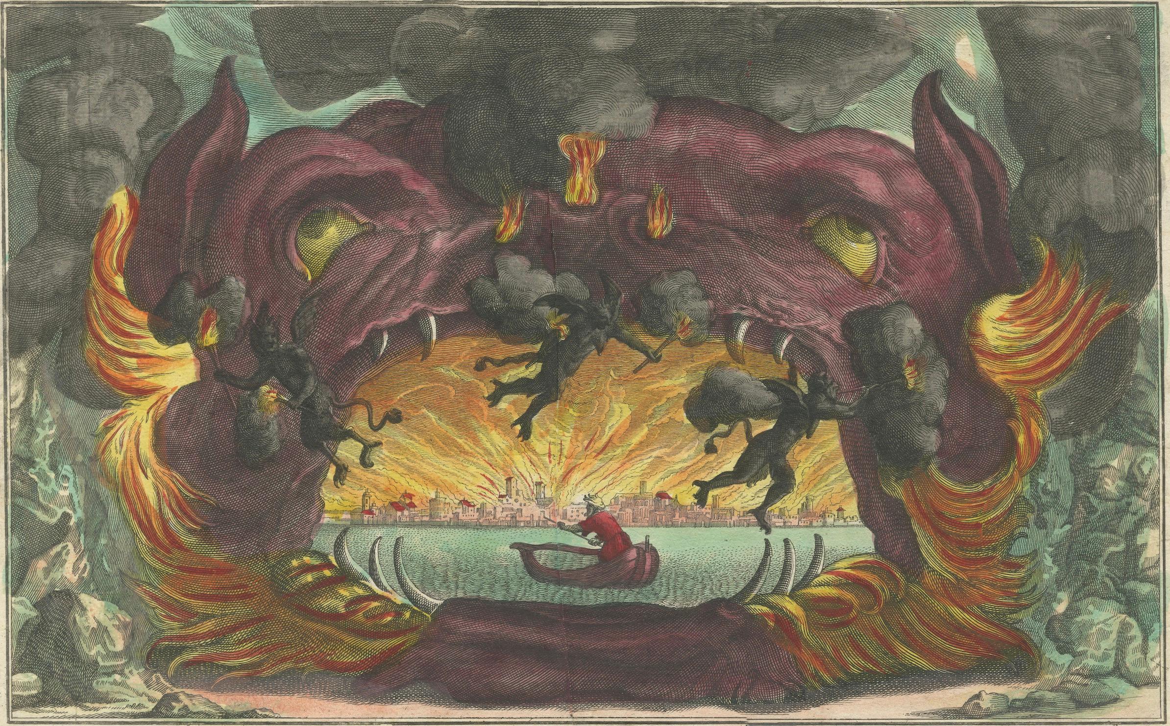 Baroque Allegory of Fire with Underworld Imagery & Demons – Optical Perspective For Sale 4