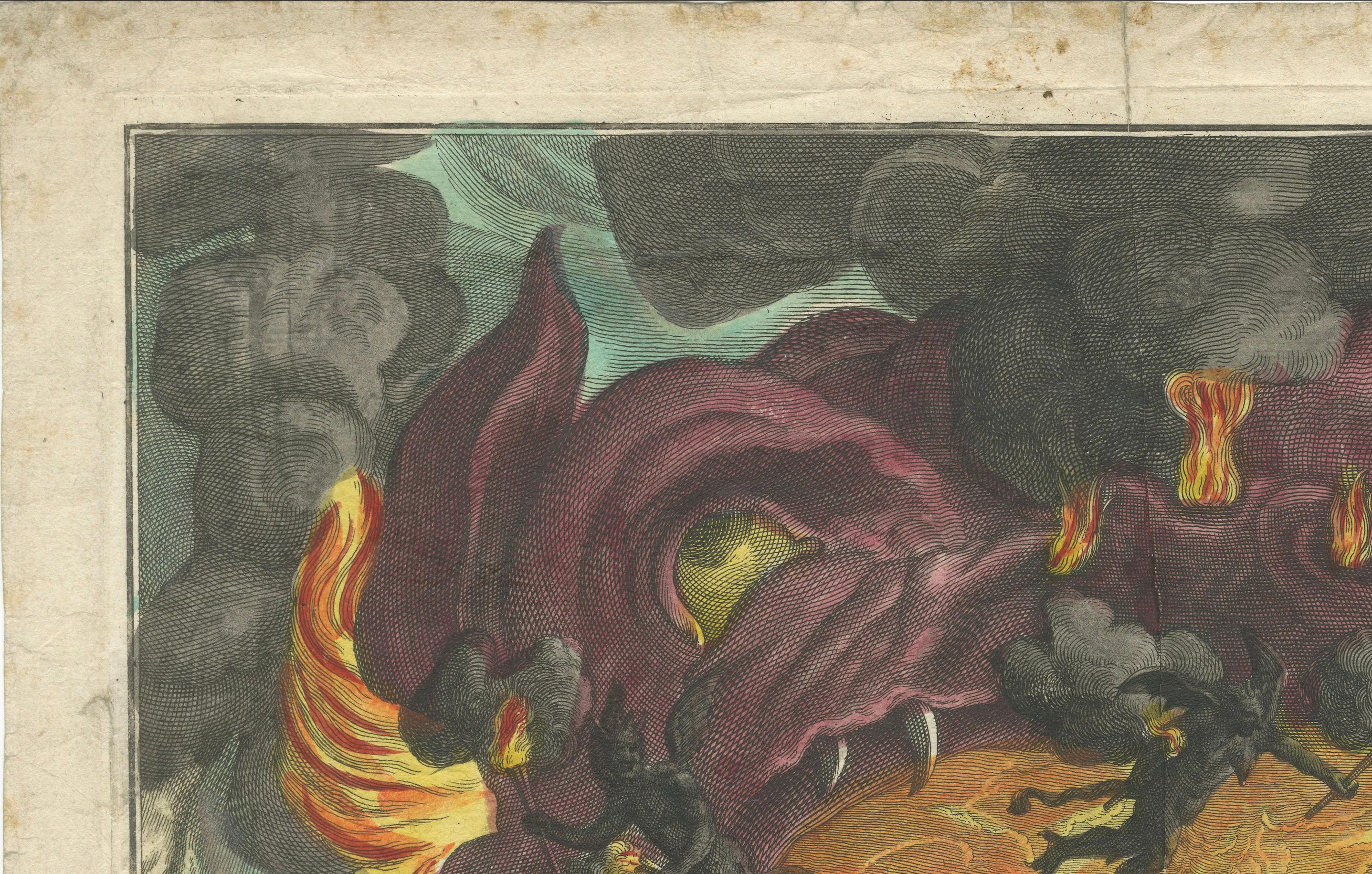 Mid-18th Century Baroque Allegory of Fire with Underworld Imagery & Demons – Optical Perspective For Sale