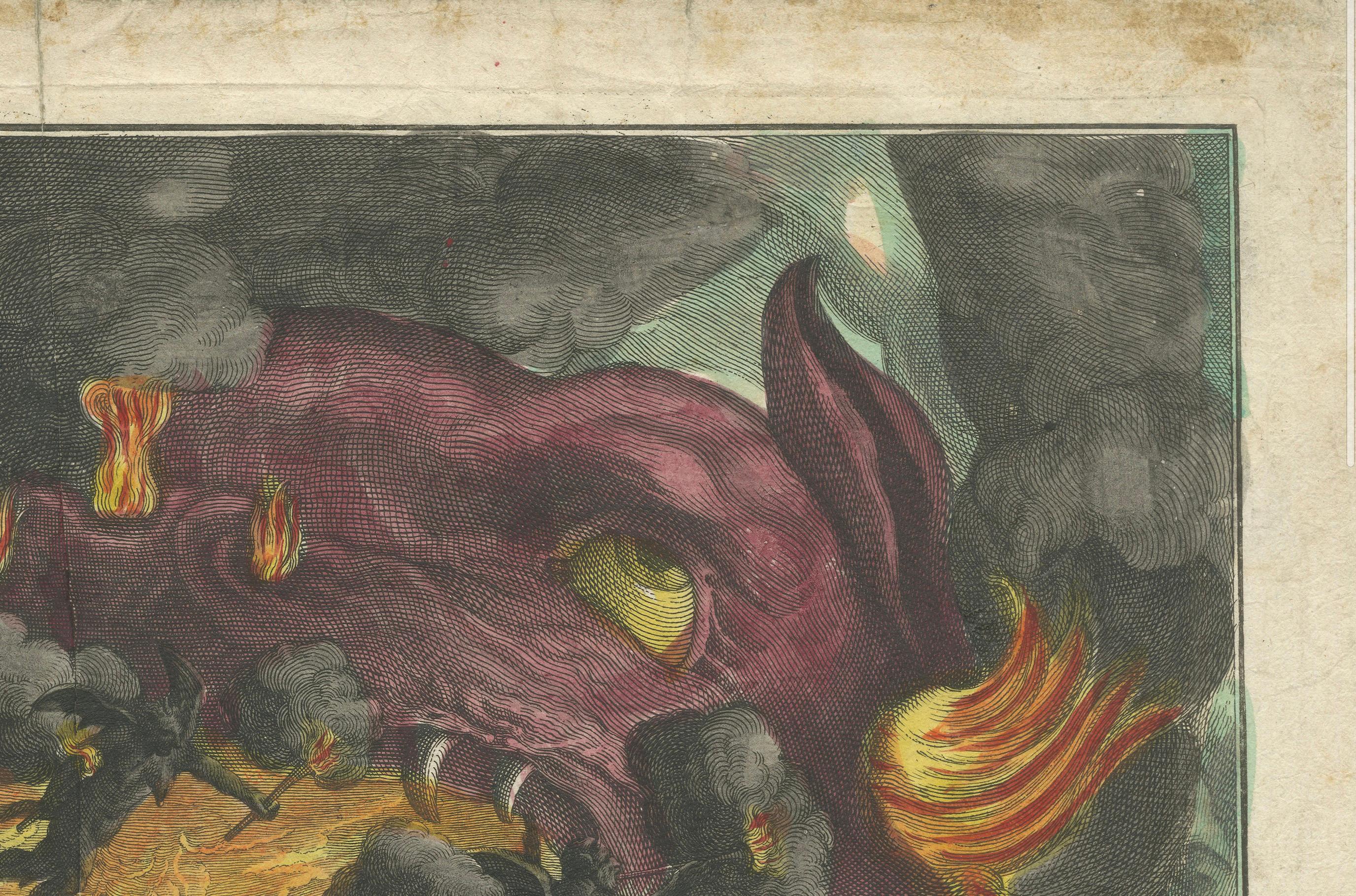 Paper Baroque Allegory of Fire with Underworld Imagery & Demons – Optical Perspective For Sale