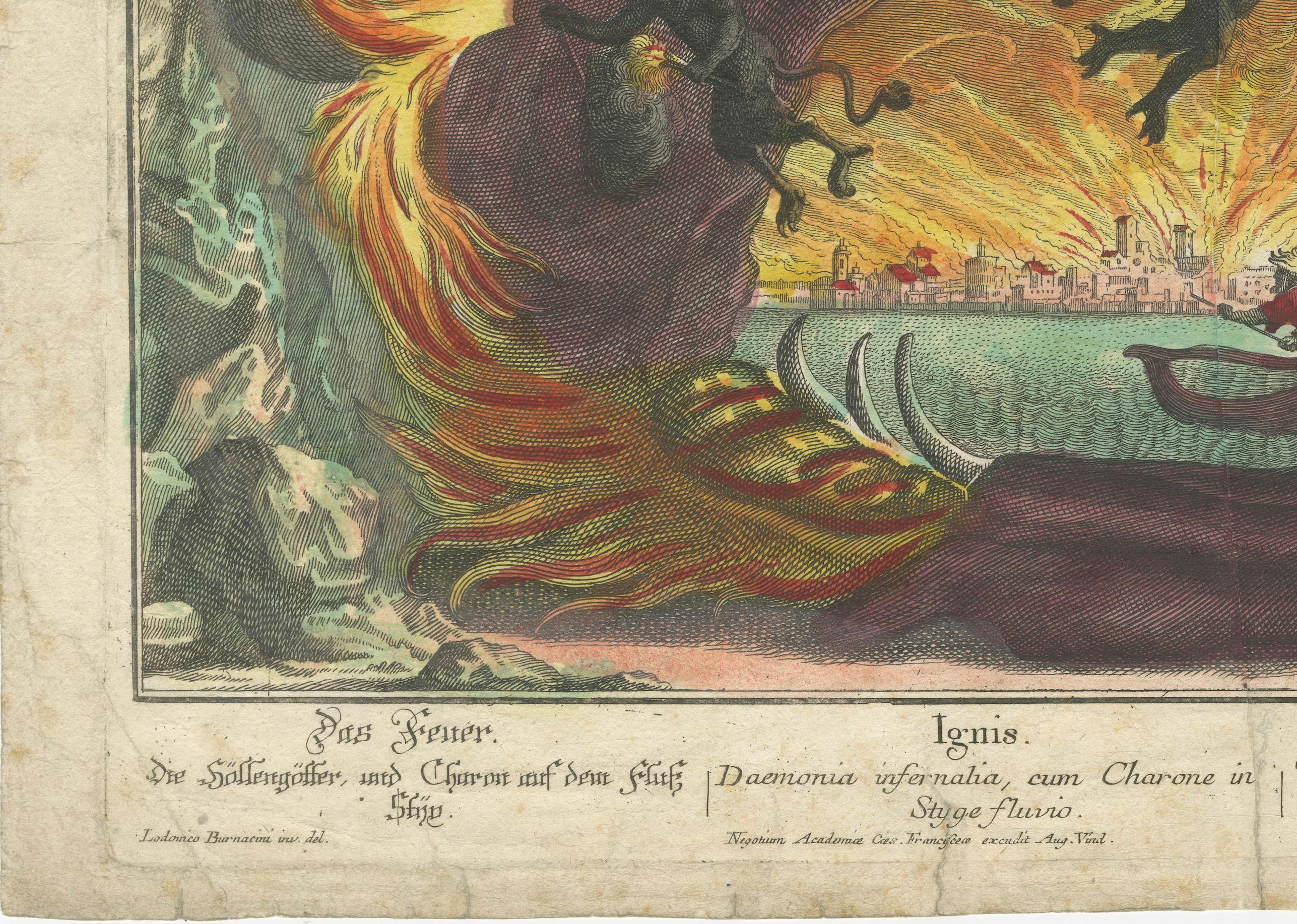 Baroque Allegory of Fire with Underworld Imagery & Demons – Optical Perspective For Sale 2