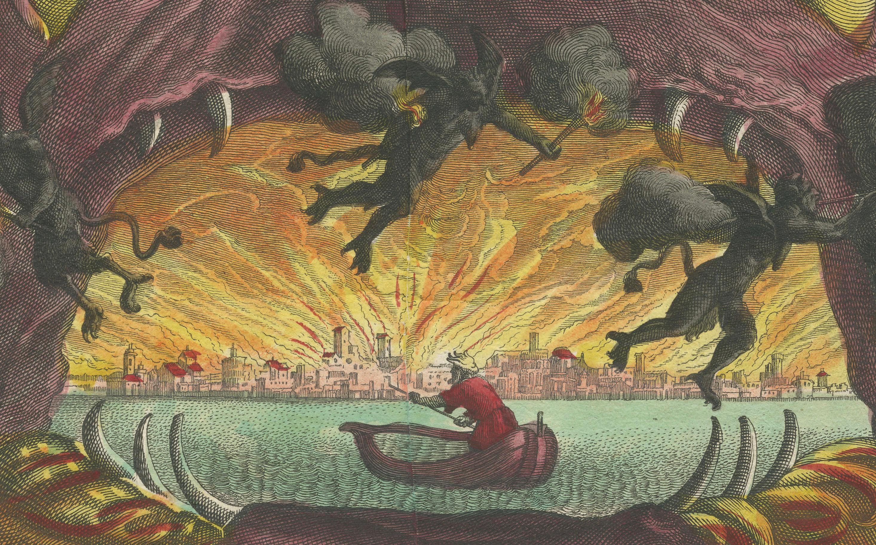 Baroque Allegory of Fire with Underworld Imagery & Demons – Optical Perspective For Sale 3
