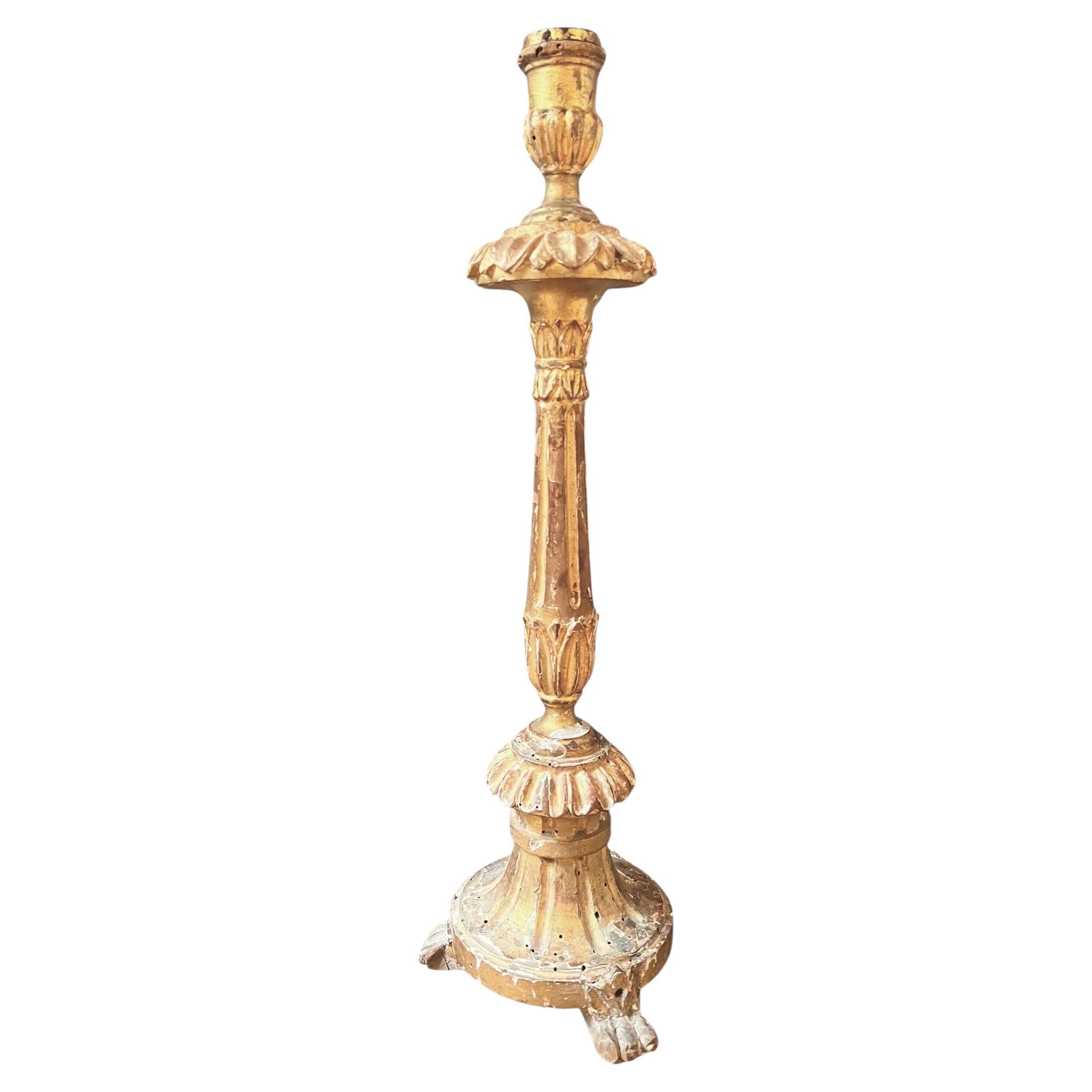 Baroque altar candlestick in gilded wood, Italy or Portugal, circa 1720–1740