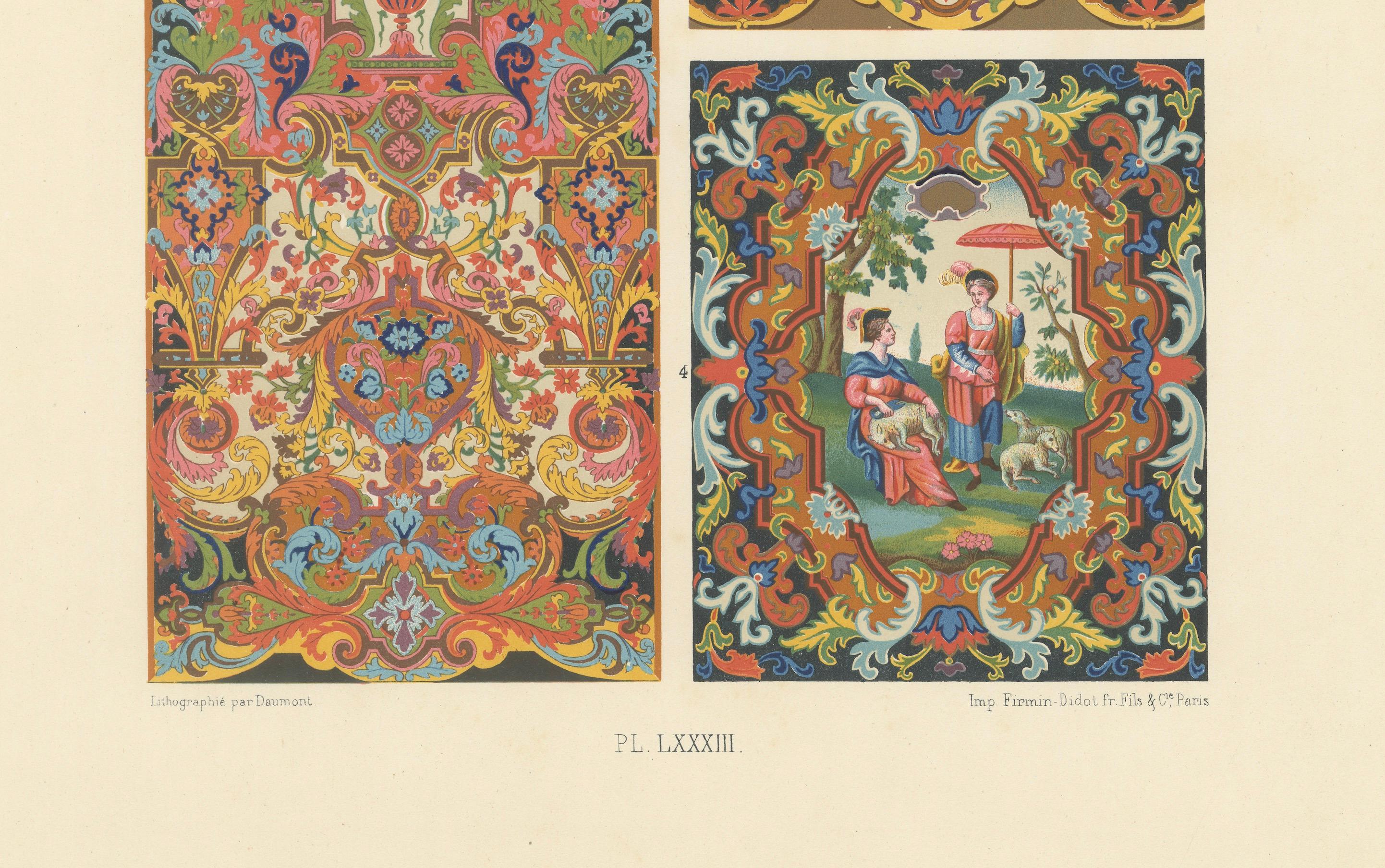 Barocke und pastorale Motive, dekorative Tafeln - Tafel LXXXIII, ca.1869 (Französisch) im Angebot