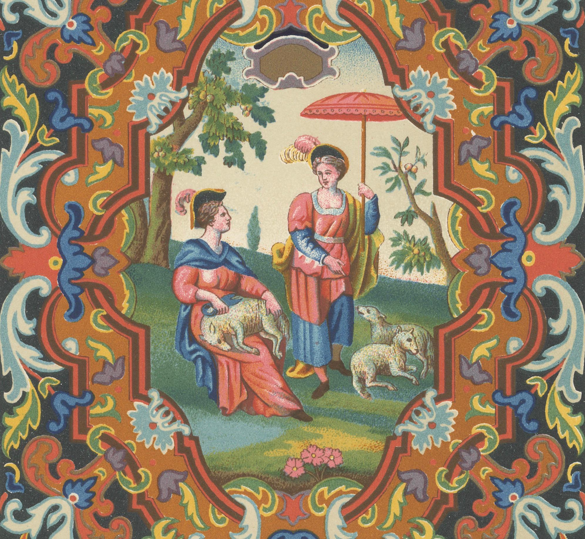 Barocke und pastorale Motive, dekorative Tafeln - Tafel LXXXIII, ca.1869 im Zustand „Gut“ im Angebot in Langweer, NL