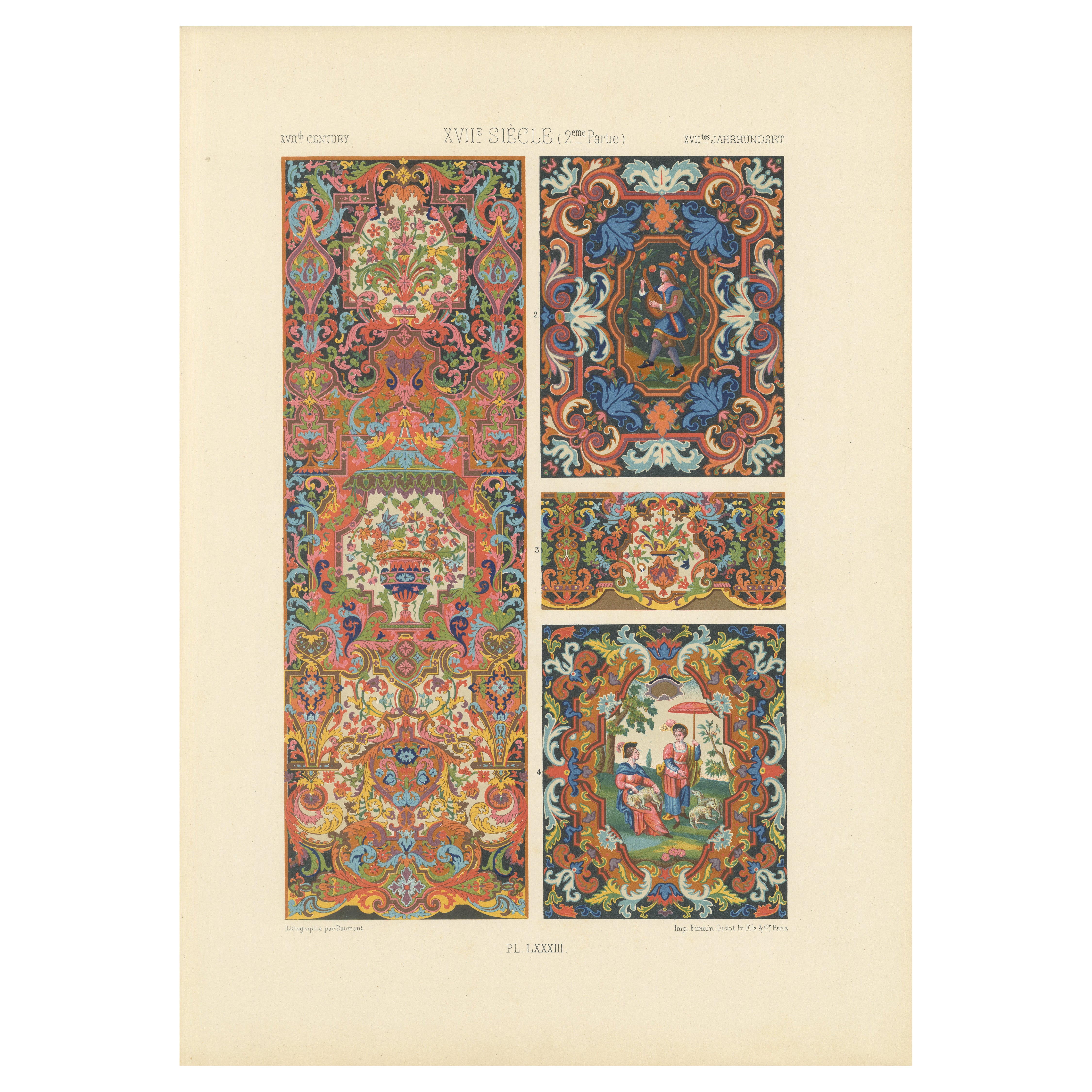 Motivi barocchi e pastorali, pannelli decorativi - Piatto LXXXIII, 1869 ca. in vendita