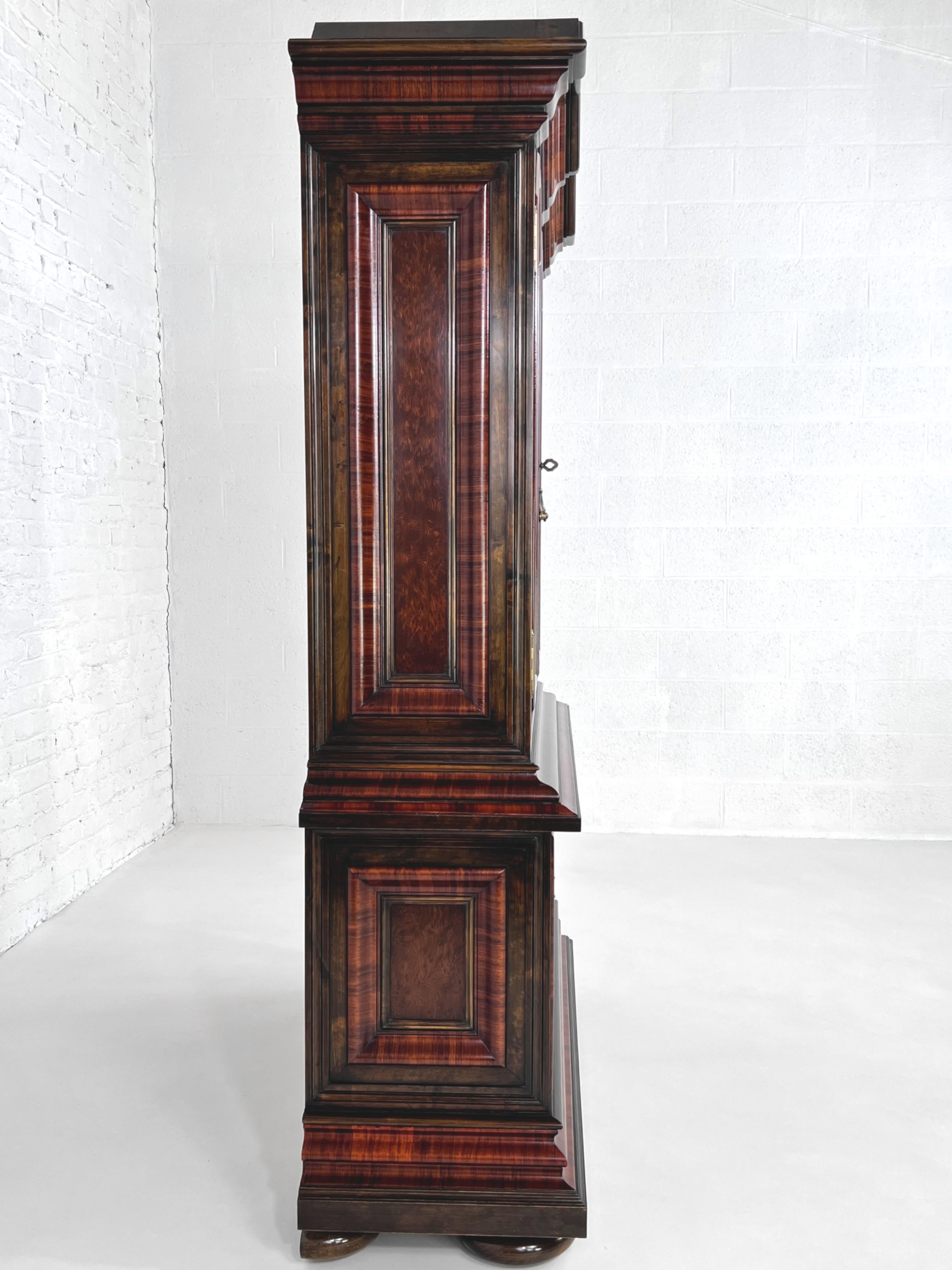 Baroque And Rococo Style Wooden Marquetry and Glass Armoire or Vitrine Cabinet For Sale 5