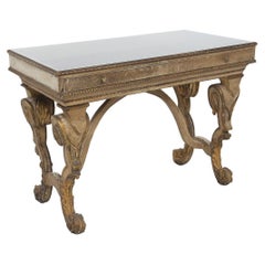 Baroque Antique Desk in Gilded Wood and Glass