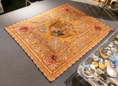 Baroque Antique Embroidered Tapestry with Heraldic Shield, 1850s