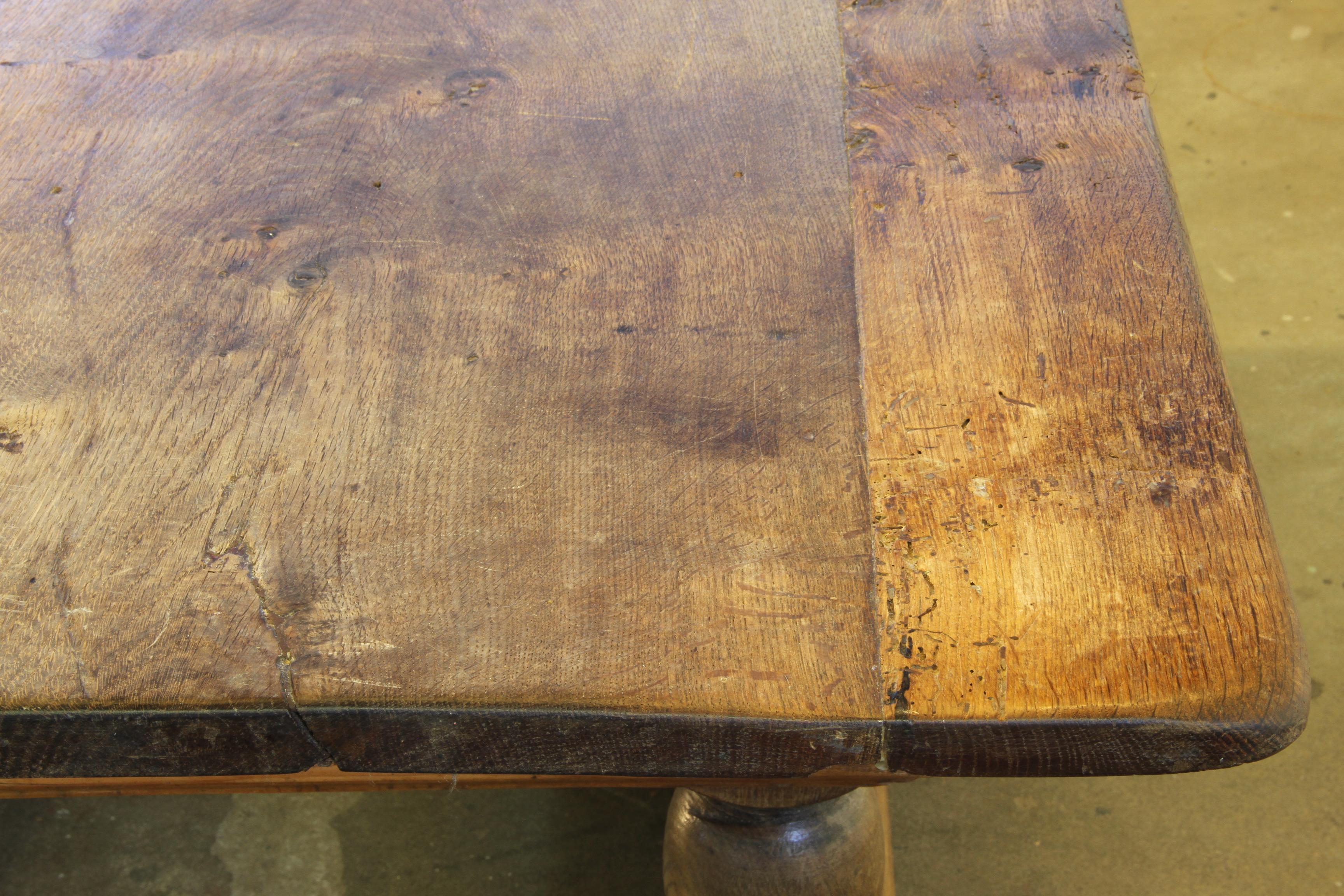 Baroque Antique Nordic Provincial Oak Table 1800s Rustic Farmhouse, Rich Patina For Sale 6