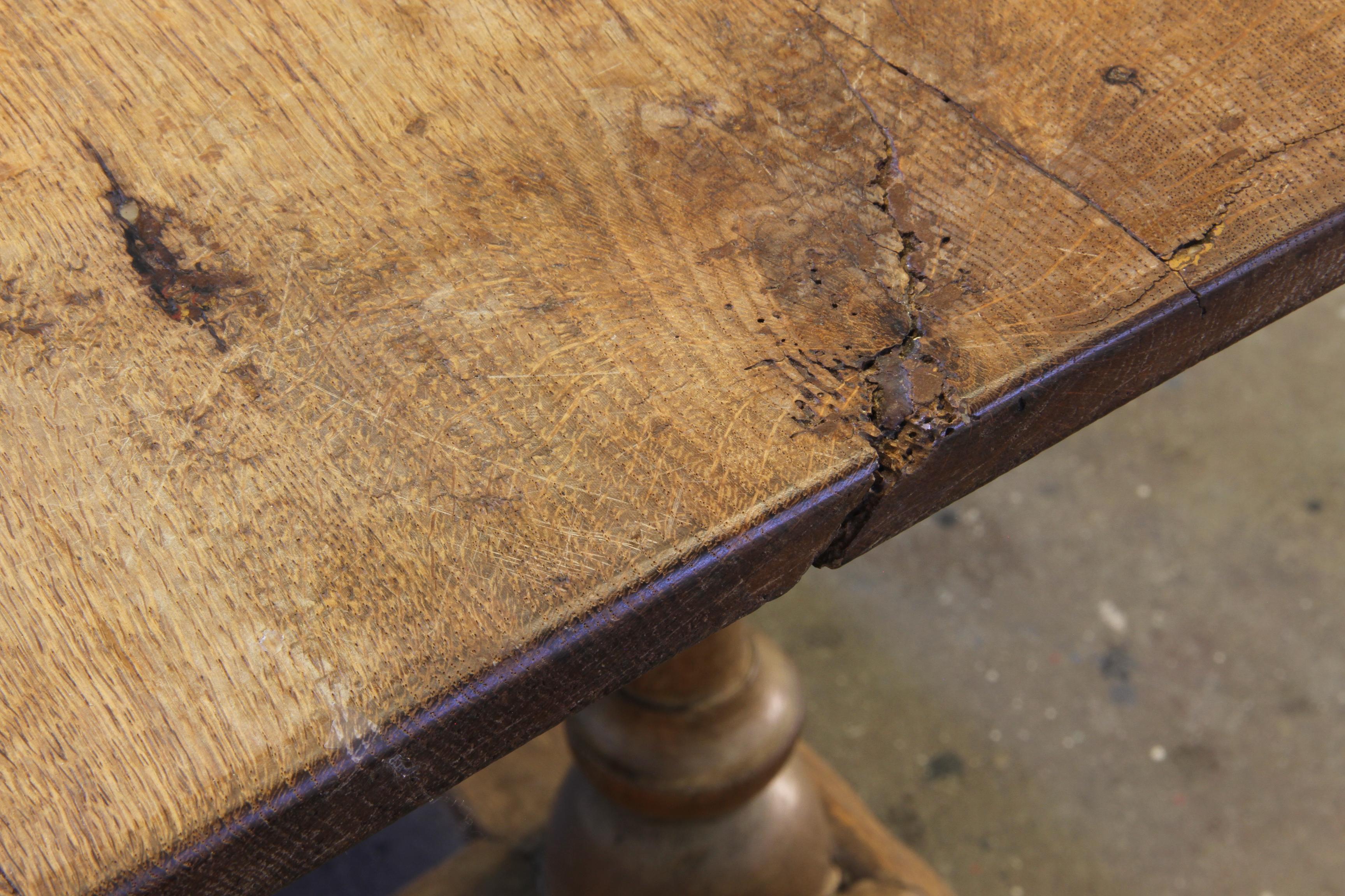 Baroque Antique Nordic Provincial Oak Table 1800s Rustic Farmhouse, Rich Patina For Sale 7