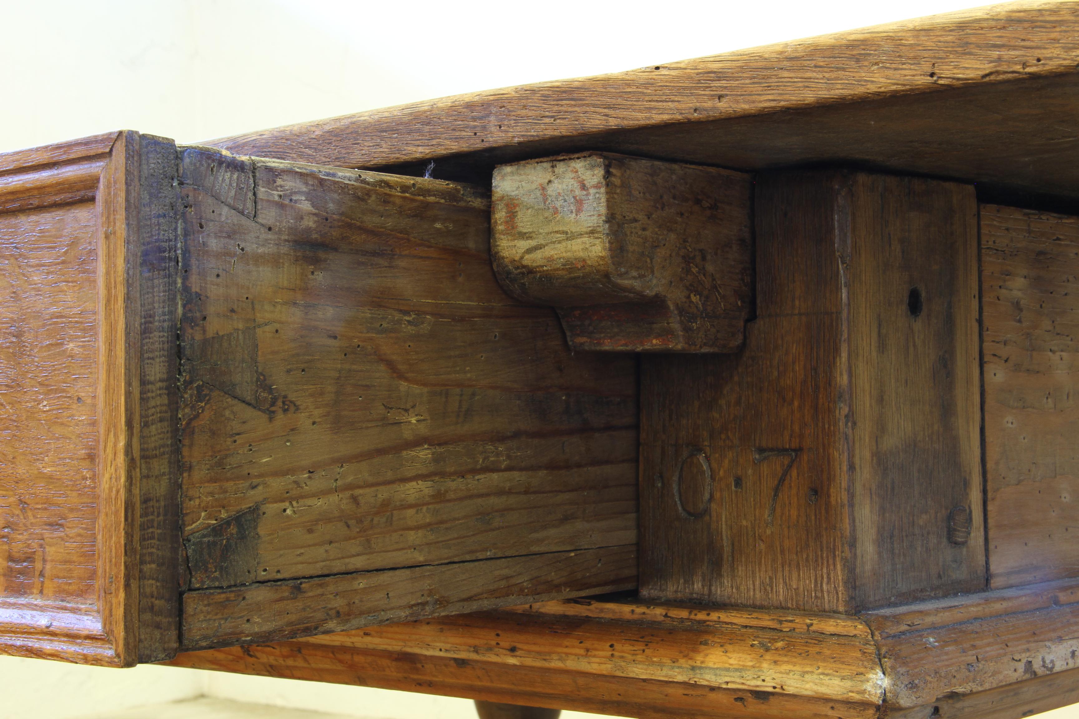 Baroque Antique Nordic Provincial Oak Table 1800s Rustic Farmhouse, Rich Patina For Sale 13