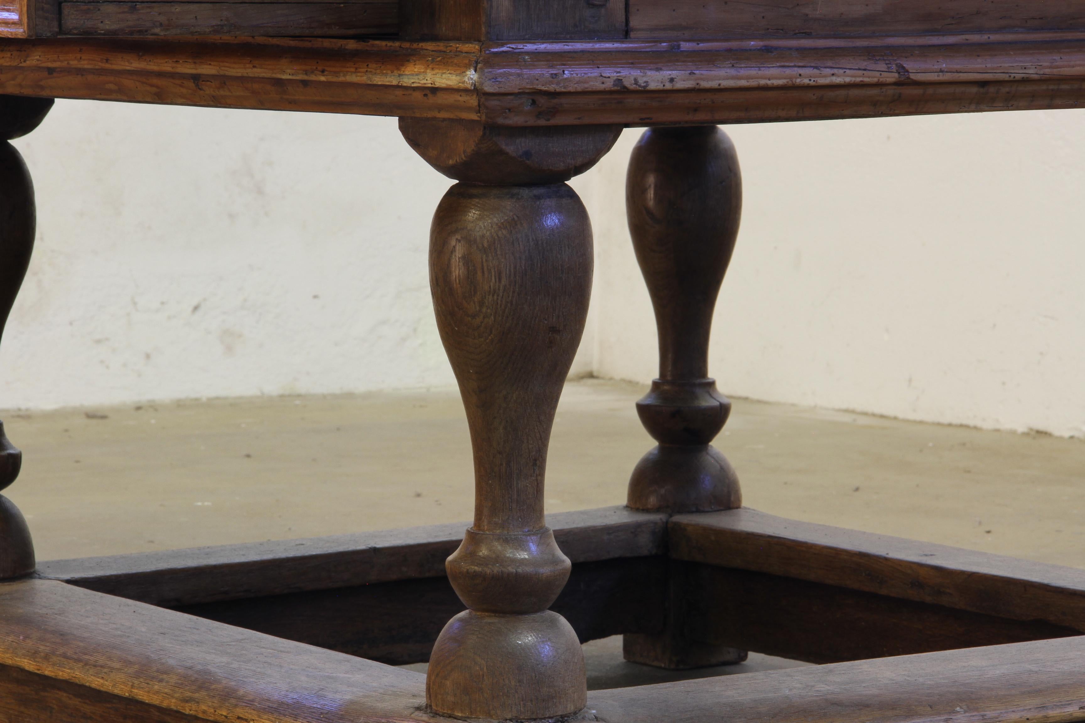 Baroque Antique Nordic Provincial Oak Table 1800s Rustic Farmhouse, Rich Patina For Sale 14